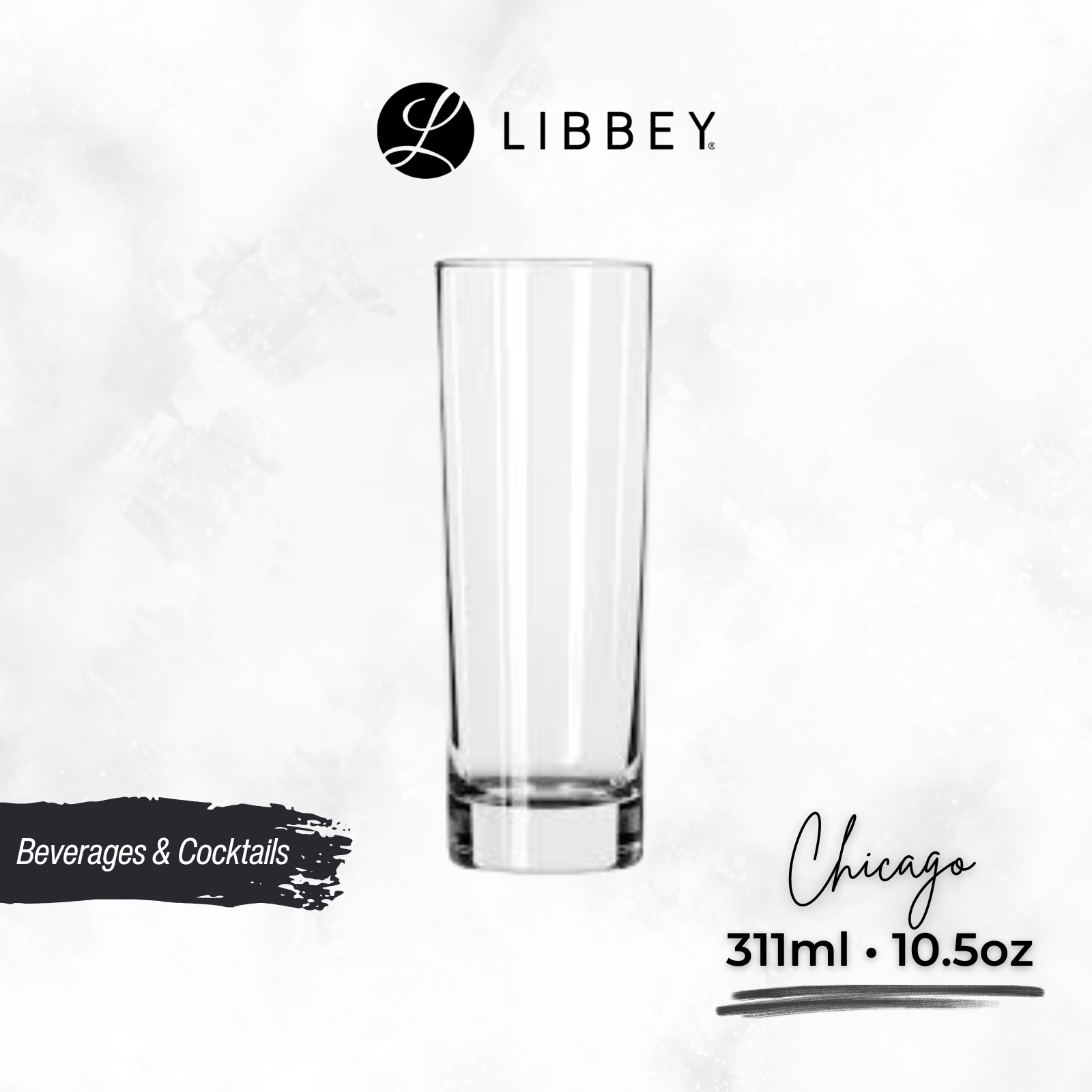 Libbey Chicago 2518 High Ball Glass Tumbler 311ml/10.5oz - For Beverages and Cocktails - 2-pc Set