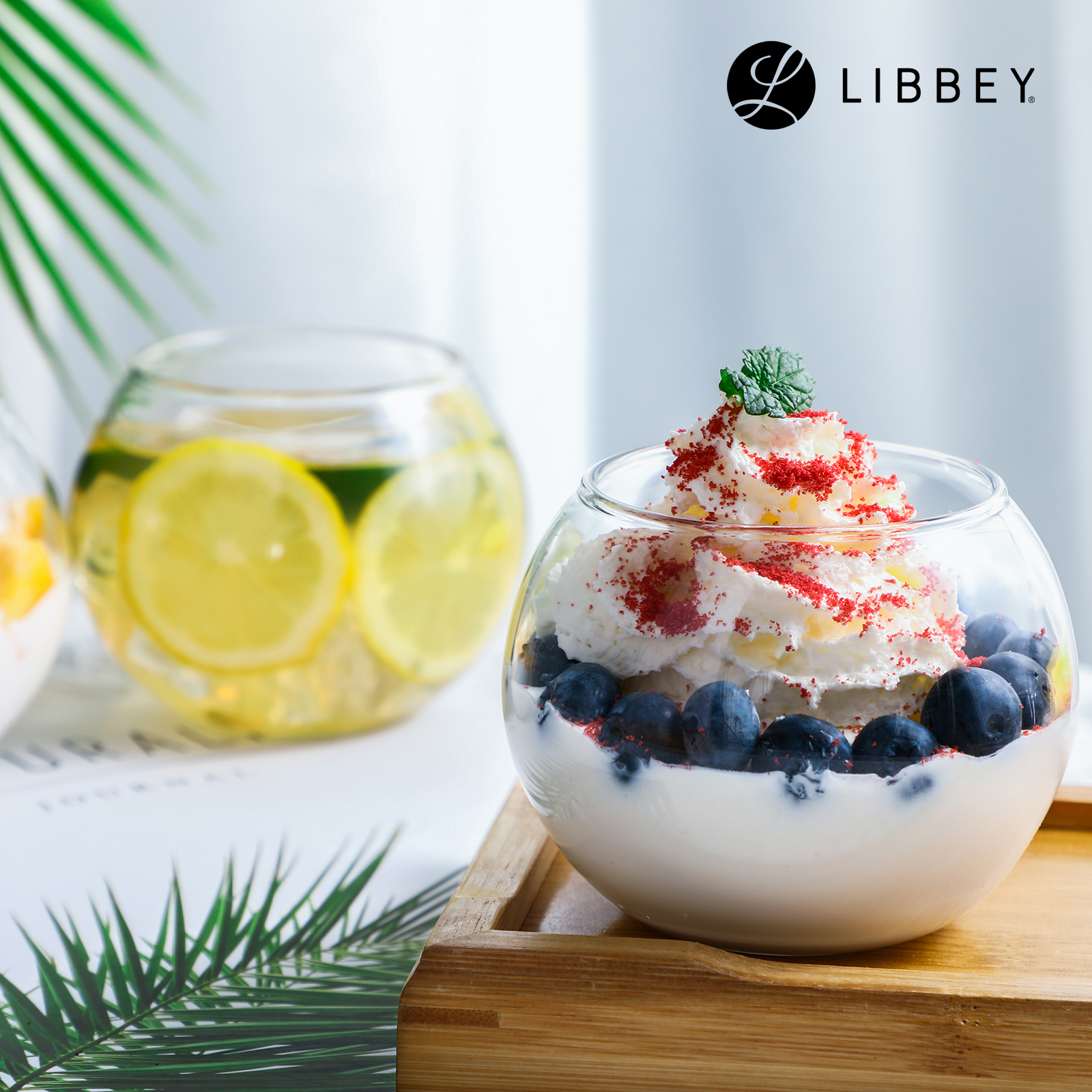 Libbey Bubble Glass Serving Decor Bowl 408ml/13.8oz - For Beverages, Parfait, Ice-Cream, Tea Lights