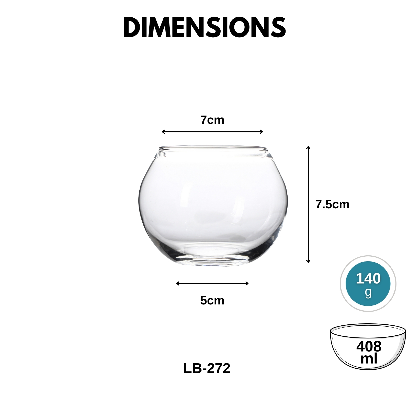 Libbey Bubble Glass Serving Decor Bowl 408ml/13.8oz - For Beverages, Parfait, Ice-Cream, Tea Lights