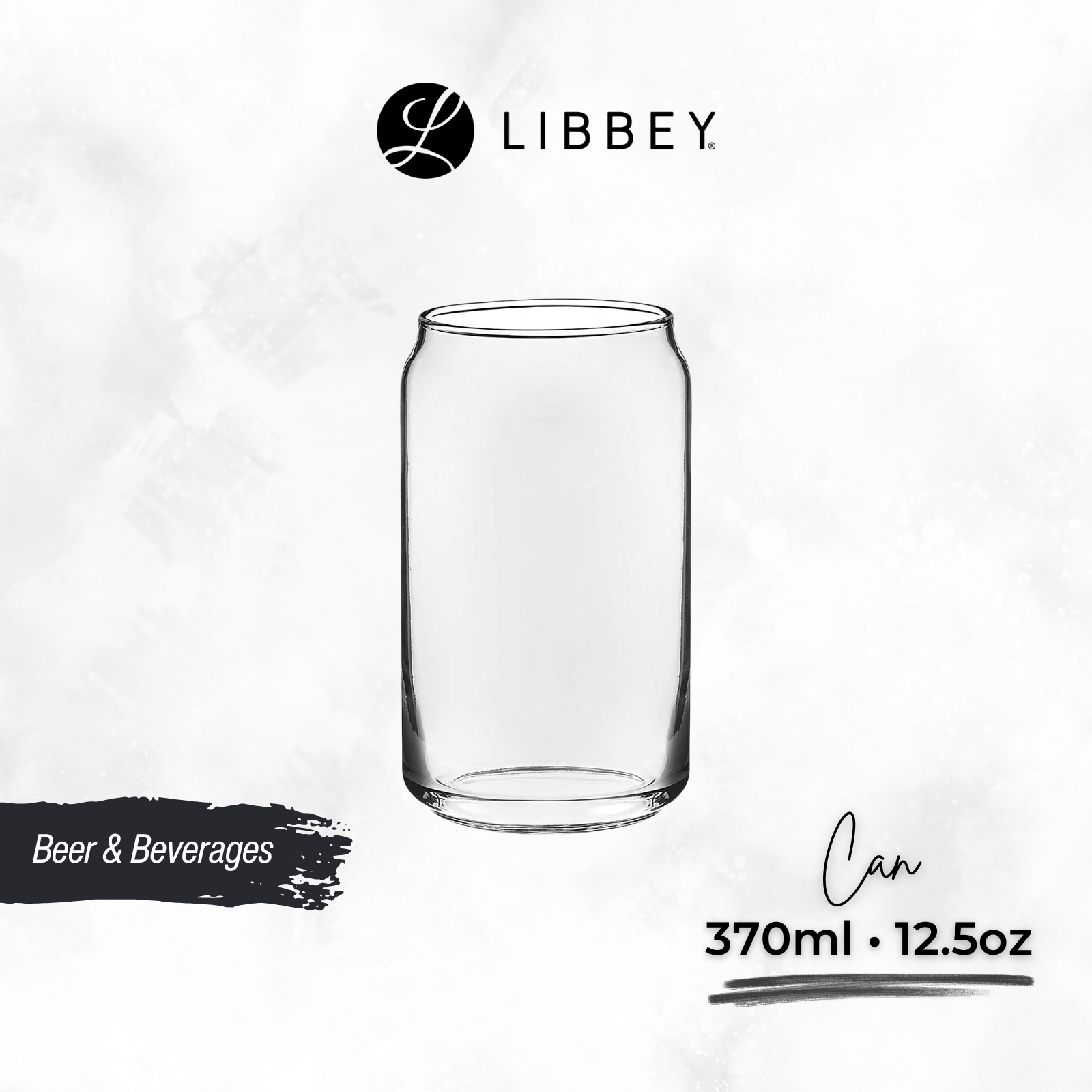 Libbey Can Glass 345 Drinking Tumbler 370ml/12.5oz - Iconic Beer/Soda Can Shape - 2-pc Set