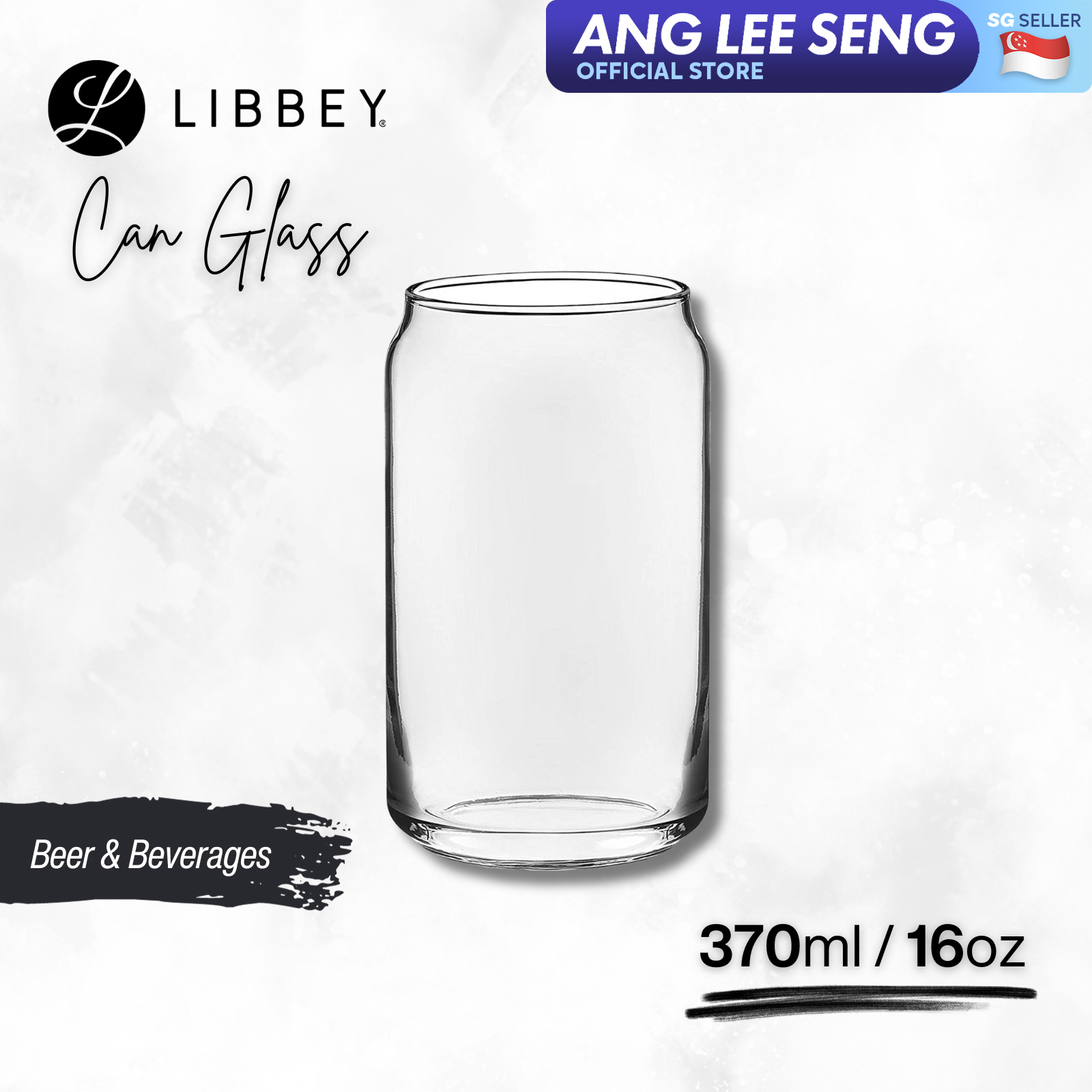 Libbey Can Glass 345 Drinking Tumbler 370ml/16oz - Beer/Soda Can Style, 2-pc Set