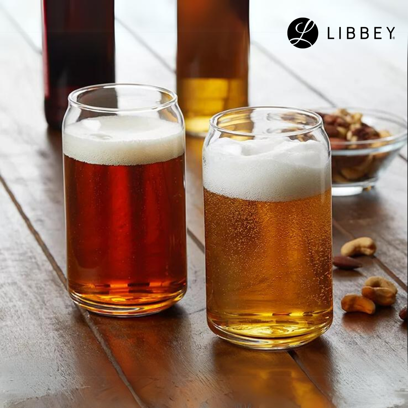 Libbey Can Glass 345 Drinking Tumbler 370ml/16oz - Beer/Soda Can Style, 2-pc Set