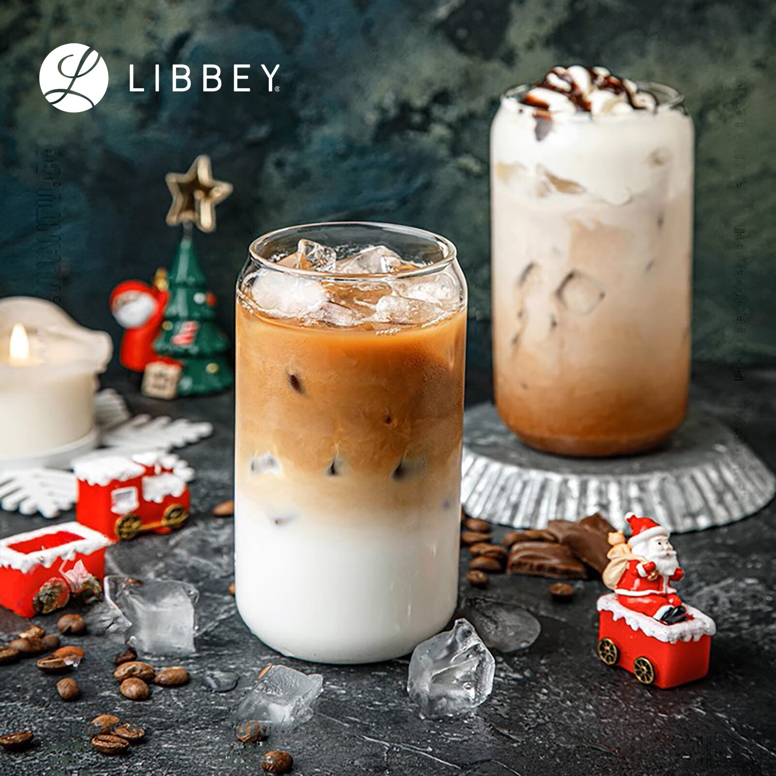 Libbey Can Glass 345 Drinking Tumbler 370ml/16oz - Beer/Soda Can Style, 2-pc Set