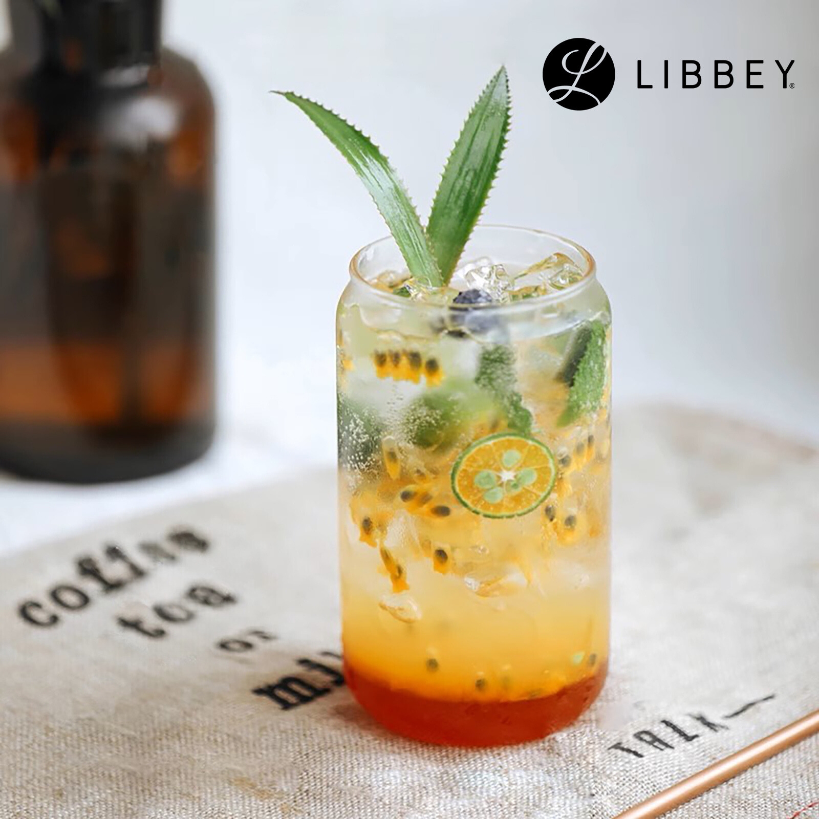 Libbey Can Glass 345 Drinking Tumbler 370ml/16oz - Beer/Soda Can Style, 2-pc Set