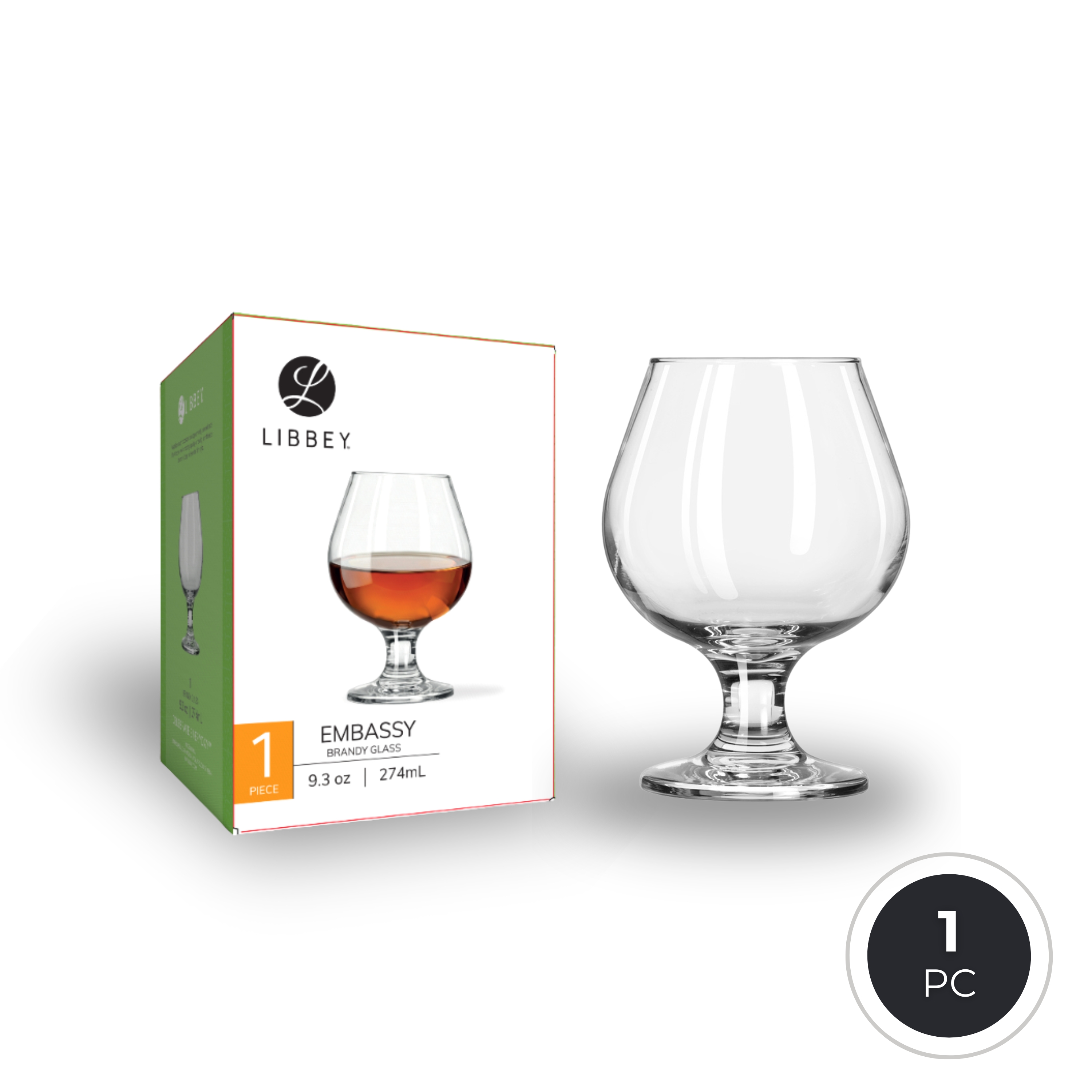 Libbey Embassy 3704 Brandy Snifter Glass 274ml/9.3oz - For Brandy, Bourbon & Whisky