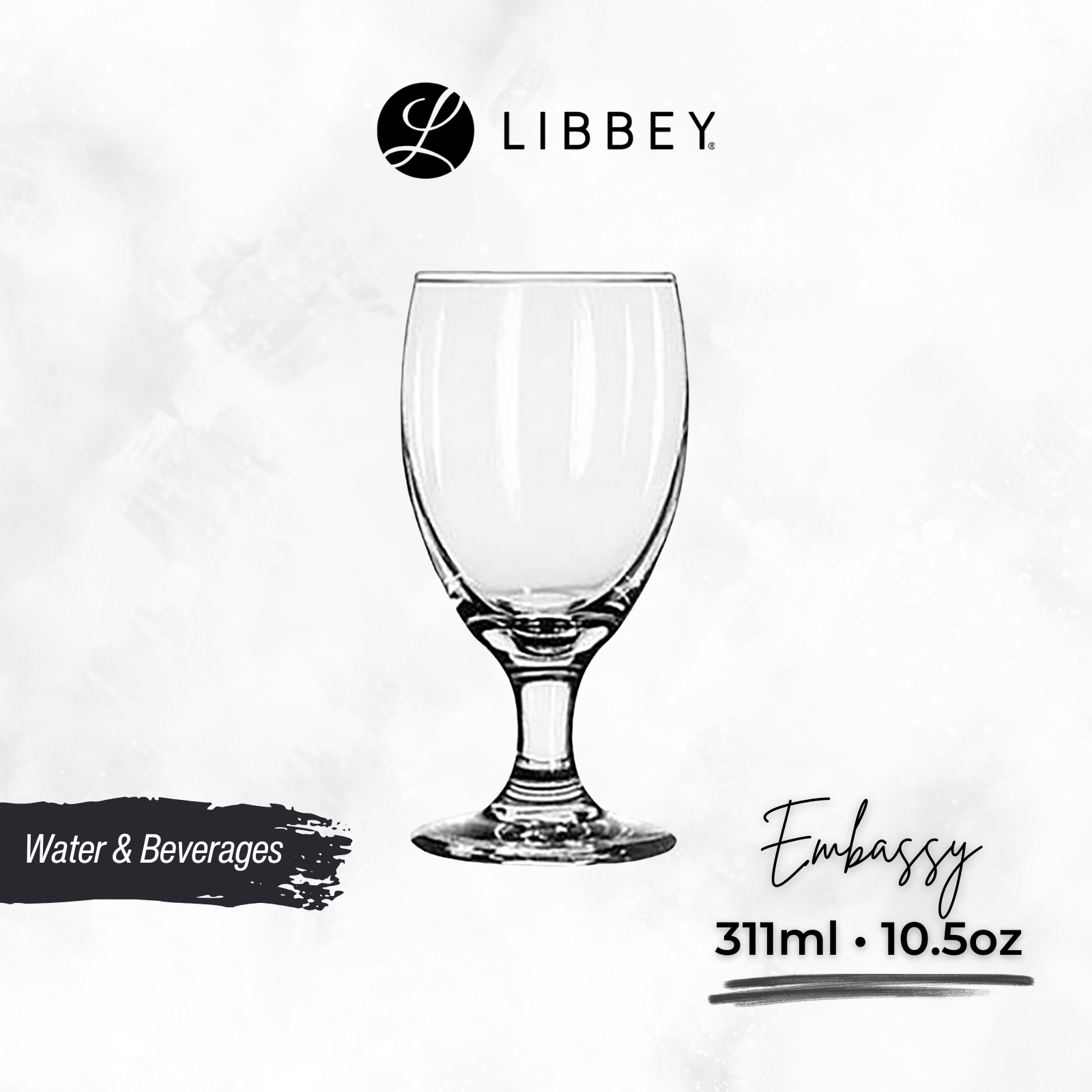 Libbey Embassy 3721 Banquet Goblet 311ml/10.5oz - Stemmed Glass for Wine, Water & Juice - 2-pc Set