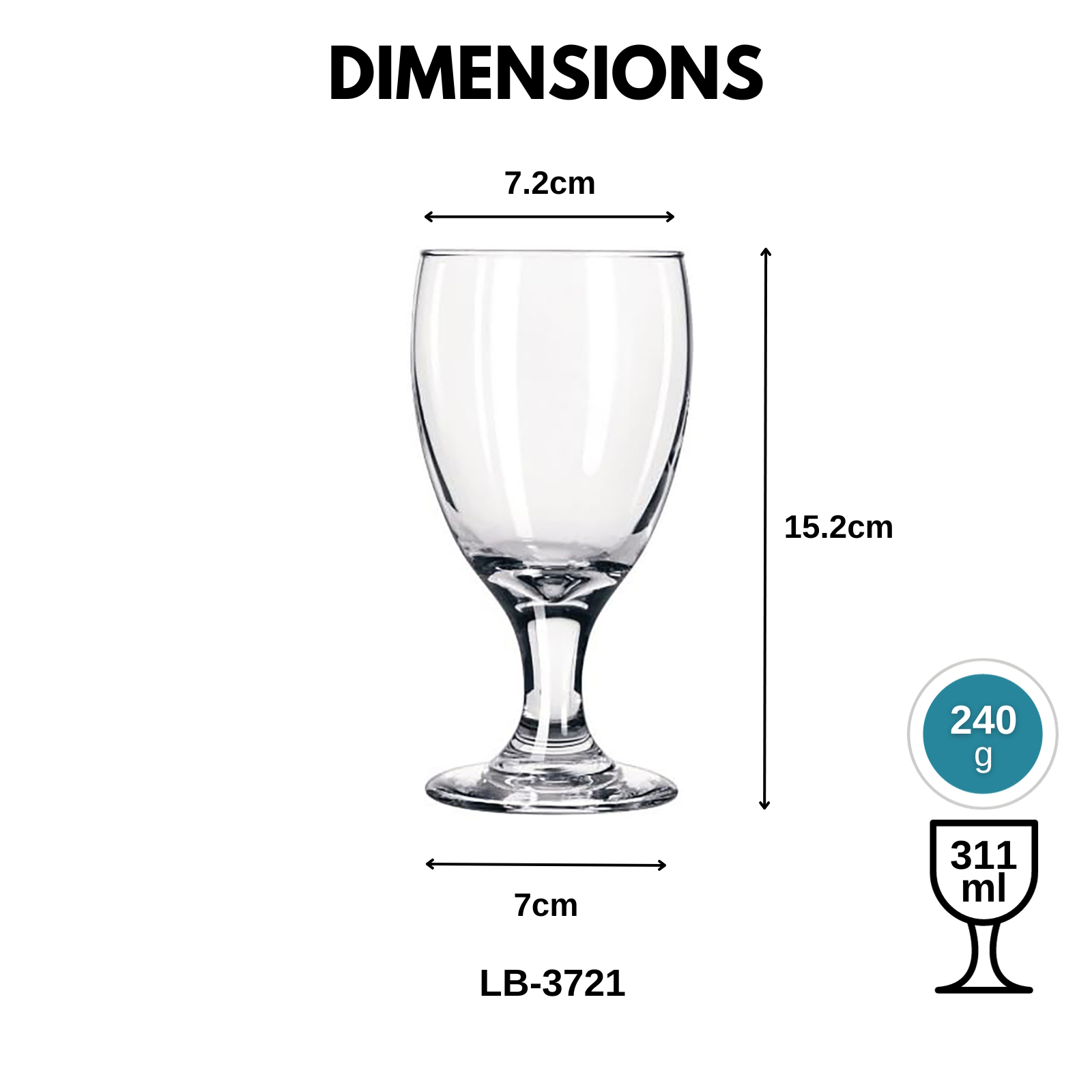 Libbey Embassy 3721 Banquet Goblet Stemmed Glass 311ml/10.5oz - For Wine, Water & Beverages, 2-pc Set