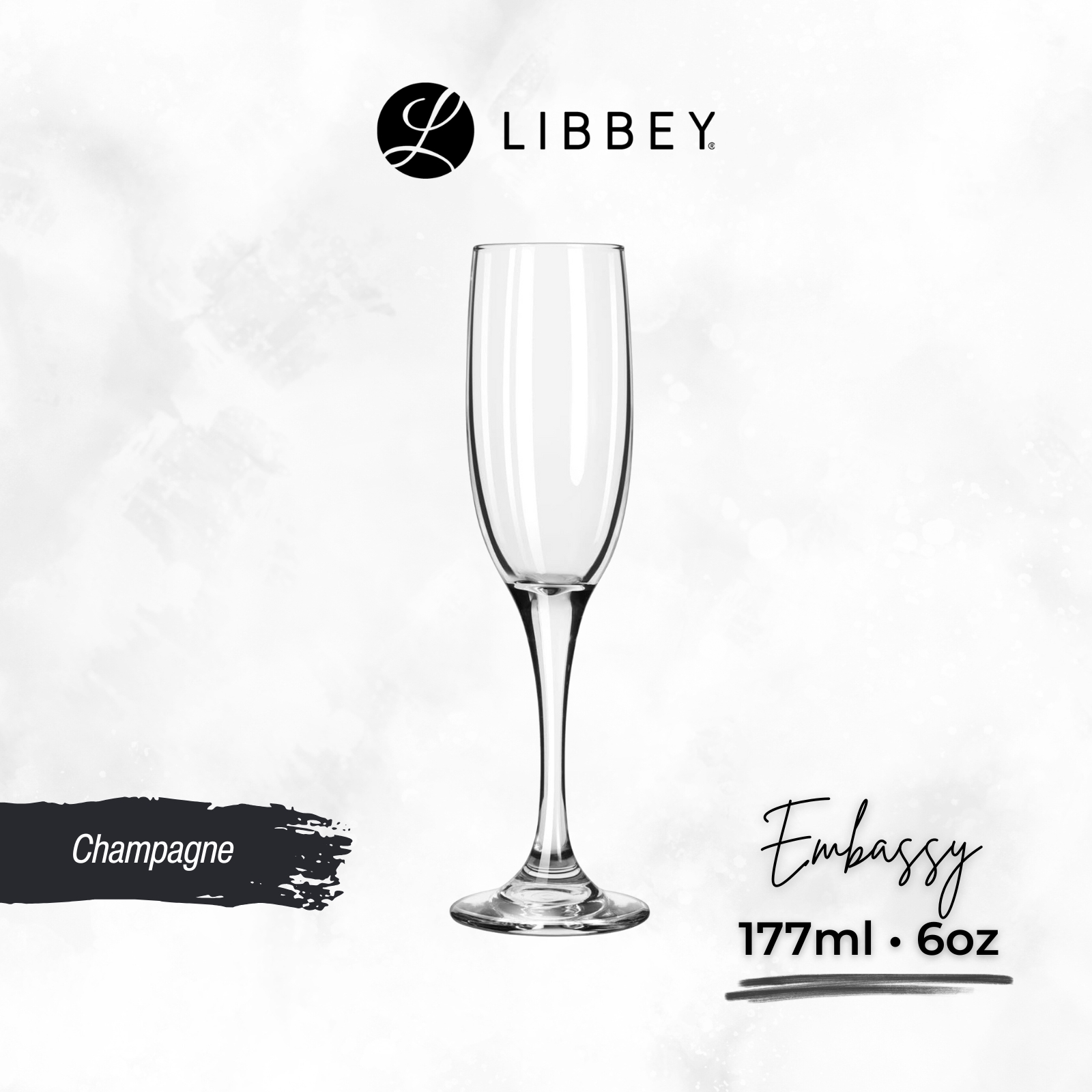 Libbey Embassy 3796 Champagne Flute Glass 177ml/6oz - 2-pc Set