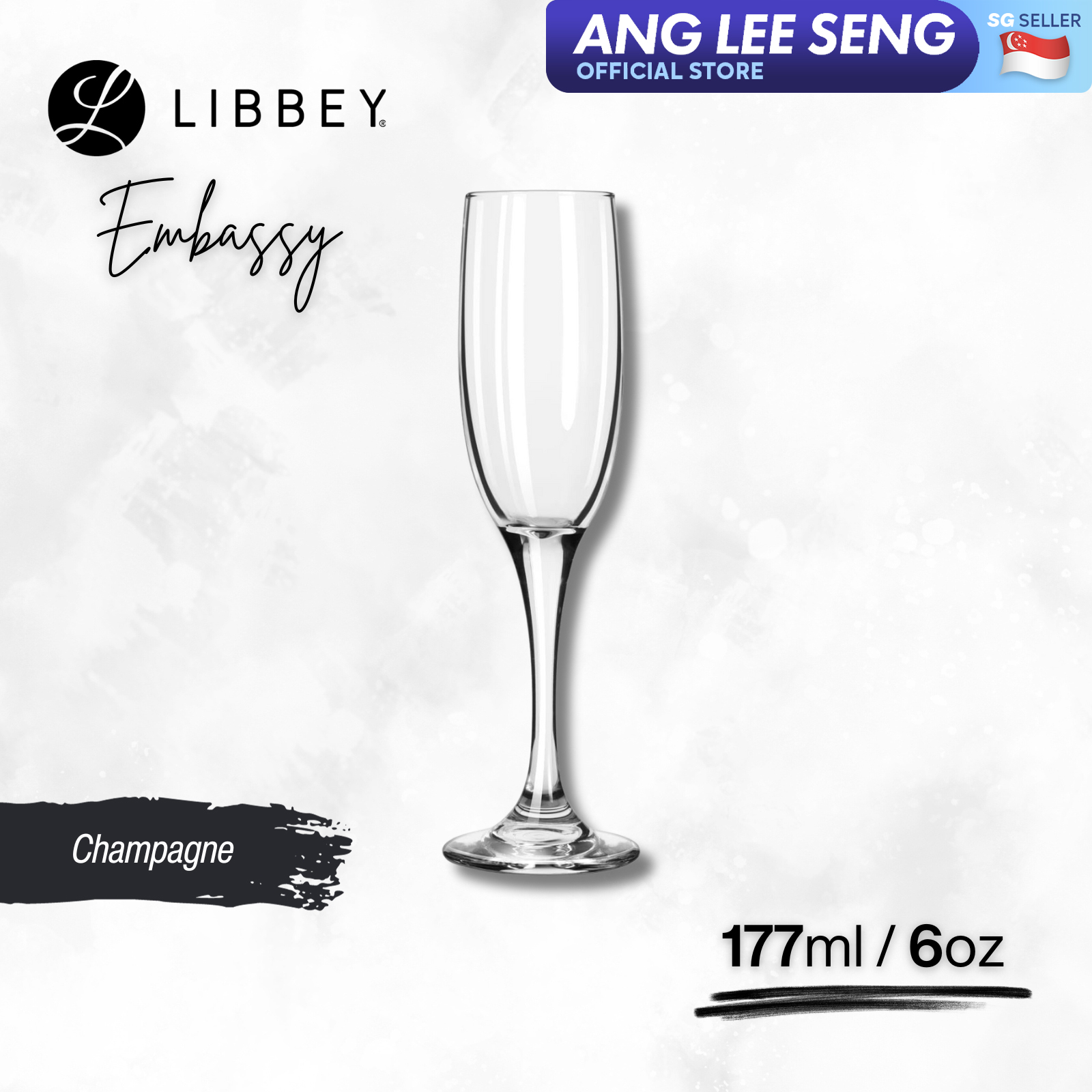 Libbey Embassy 3796 Glass Champagne Flute 177ml/6oz, 2-pc Set