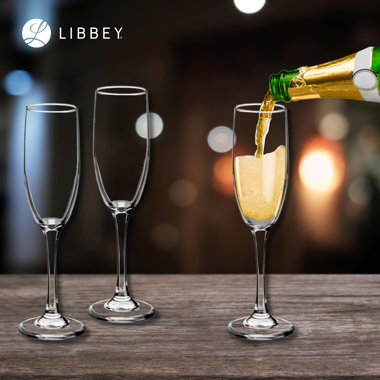 Libbey Embassy 3796 Glass Champagne Flute 177ml/6oz, 2-pc Set