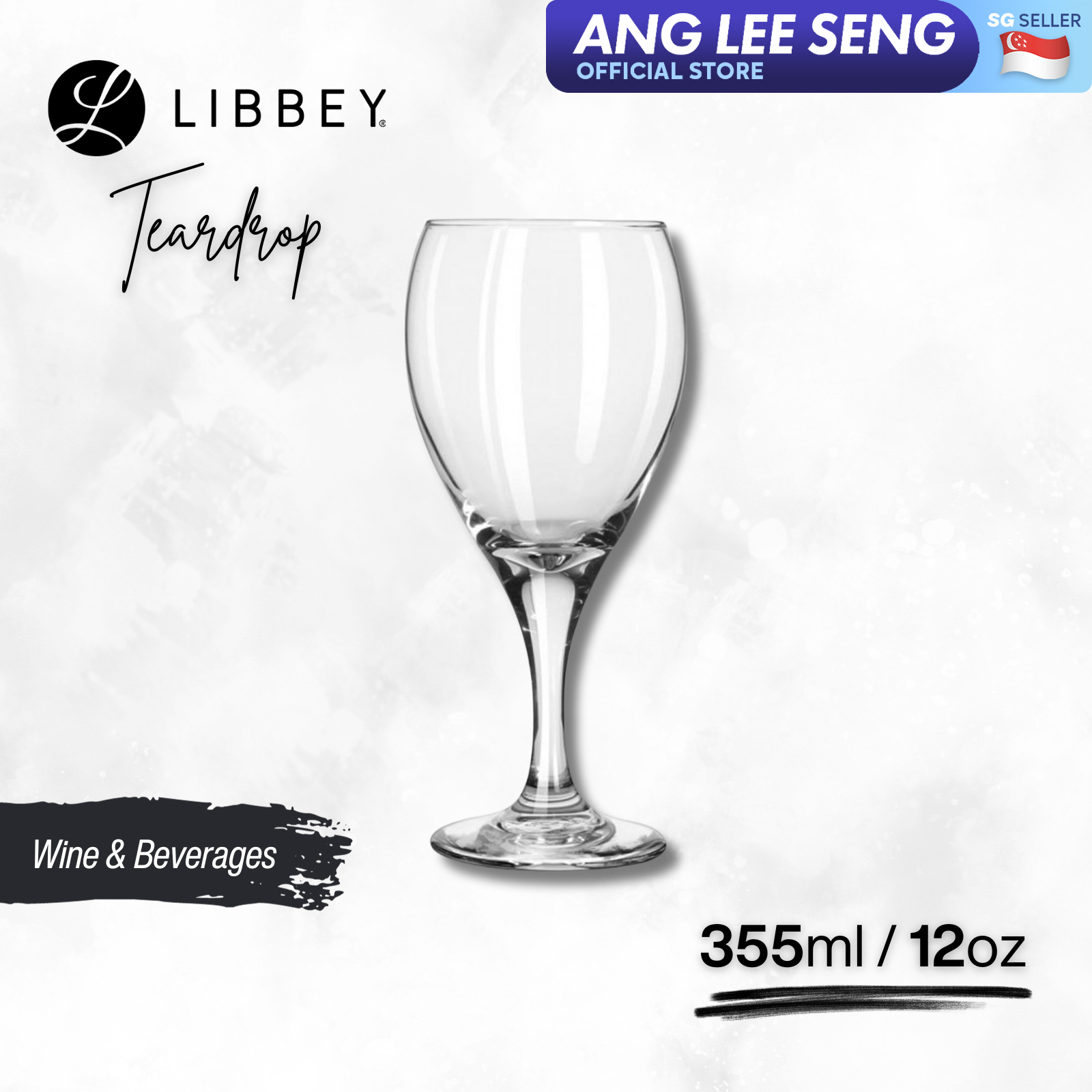 Libbey Teardrop 3911 Wine Glass 355ml/12oz, 2-pc/6-pc Set