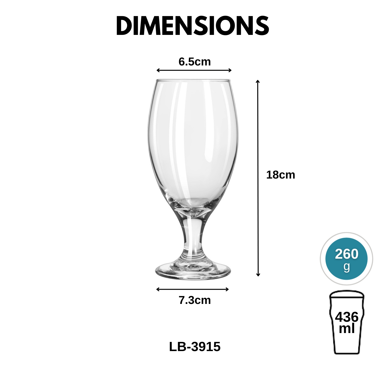 Libbey Teardrop 3915 Stemmed Beer Glass 436ml/0.92pt, 2-pc/6-pc Set