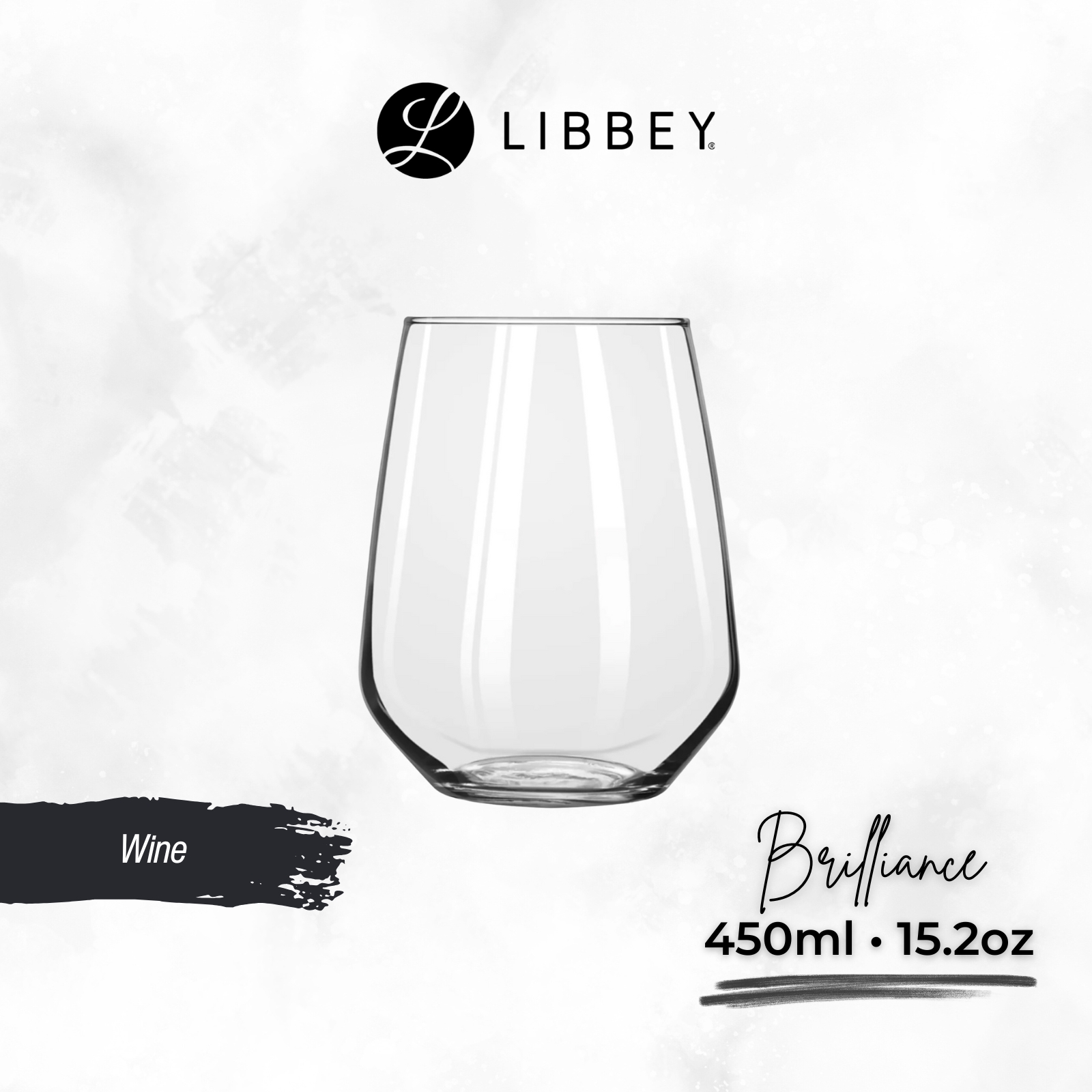 Libbey Brilliance 4075 Stemless Wine Glass/Drinking Tumbler 450ml/15.2oz - 2-pc Set