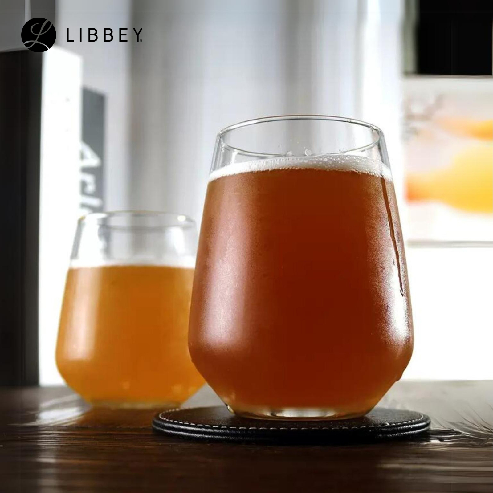 Libbey Brilliance 4075 Stemless Wine Glass/Drinking Tumbler 450ml/15.2oz, 2-pc Set