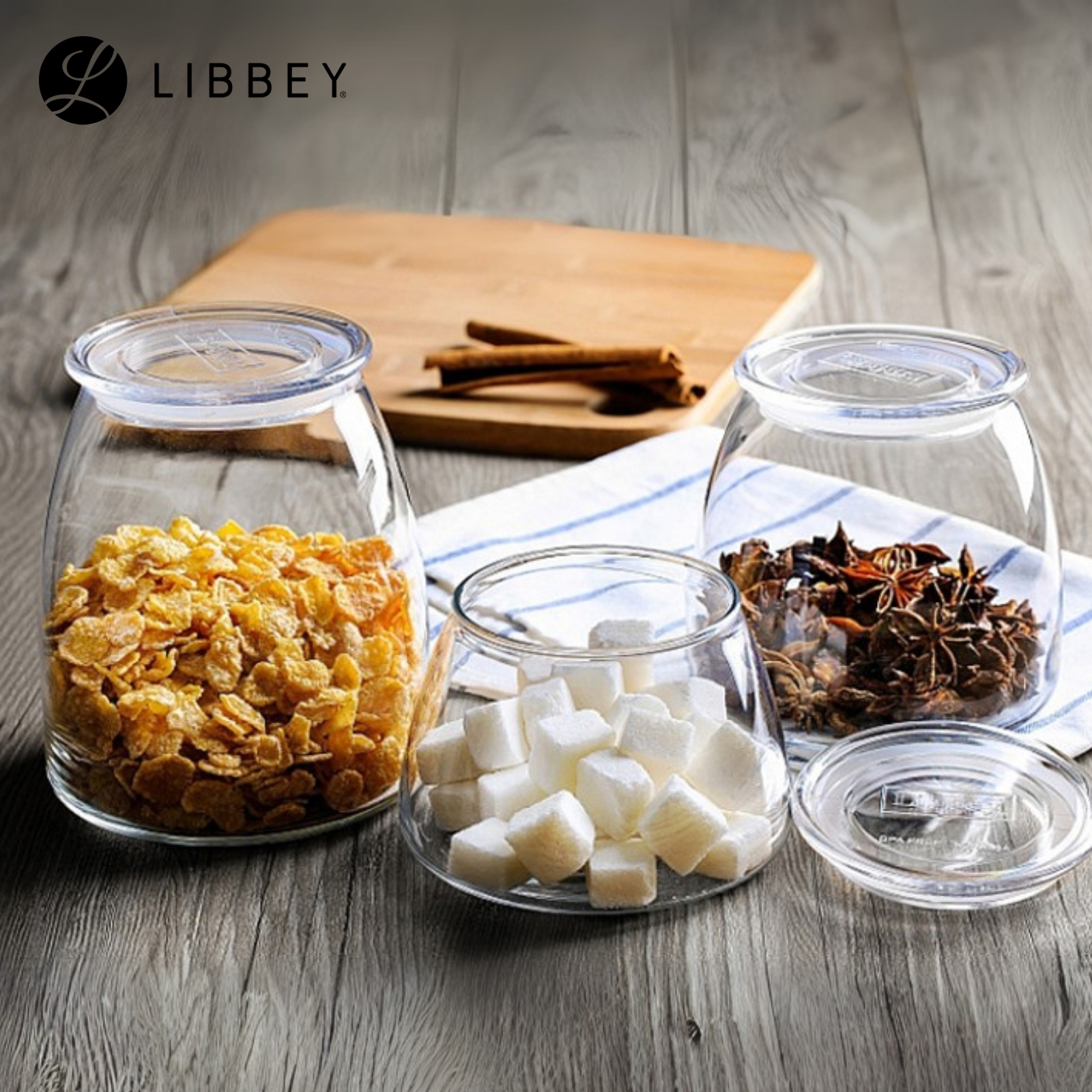 Libbey Vibe Glass Food Storage Container Jar - 2-pc Set