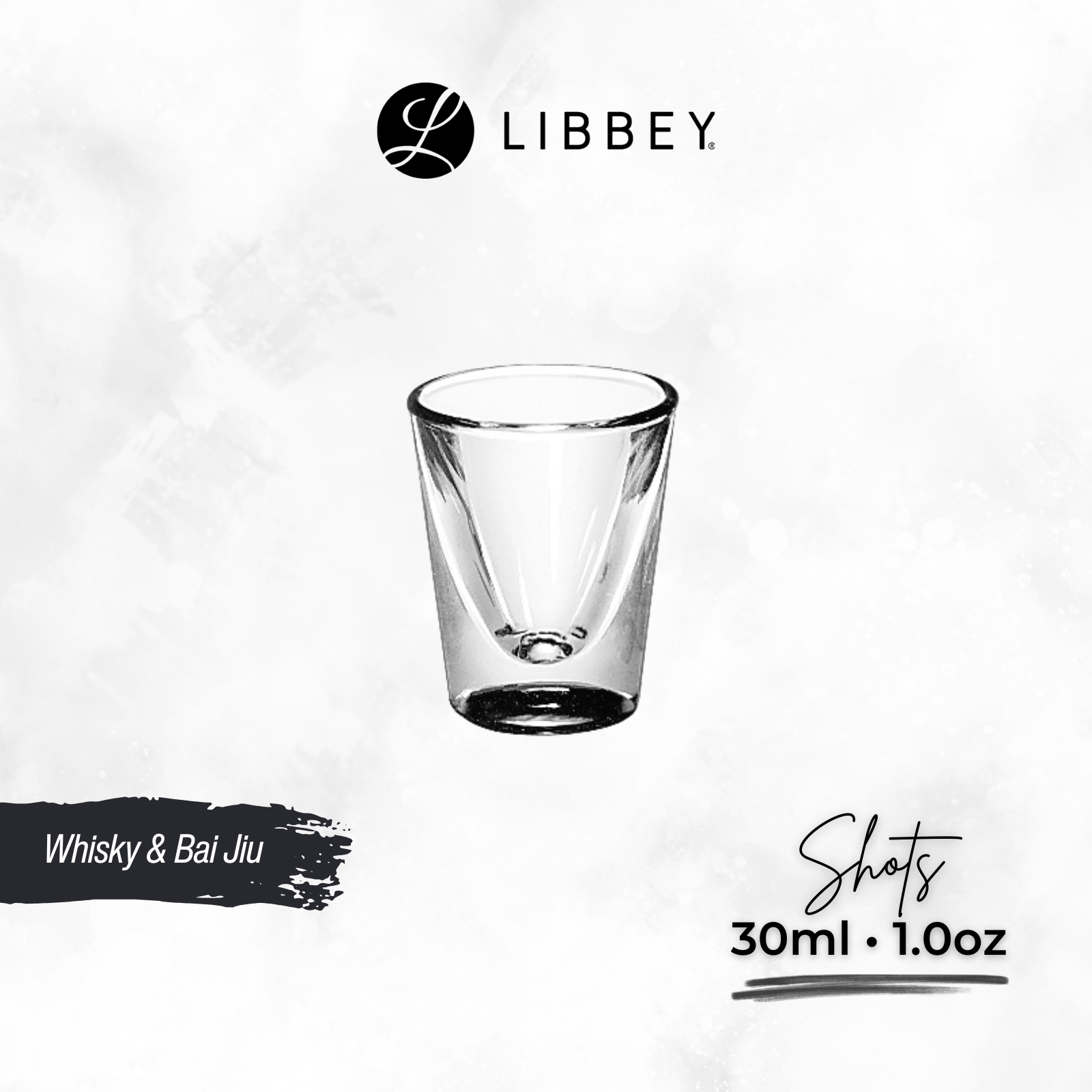Libbey 5122 Liquor Shot Glass 30ml/1.0oz - For Whisky, Tequila, Vodka & Bai Jiu - 4-pc Set