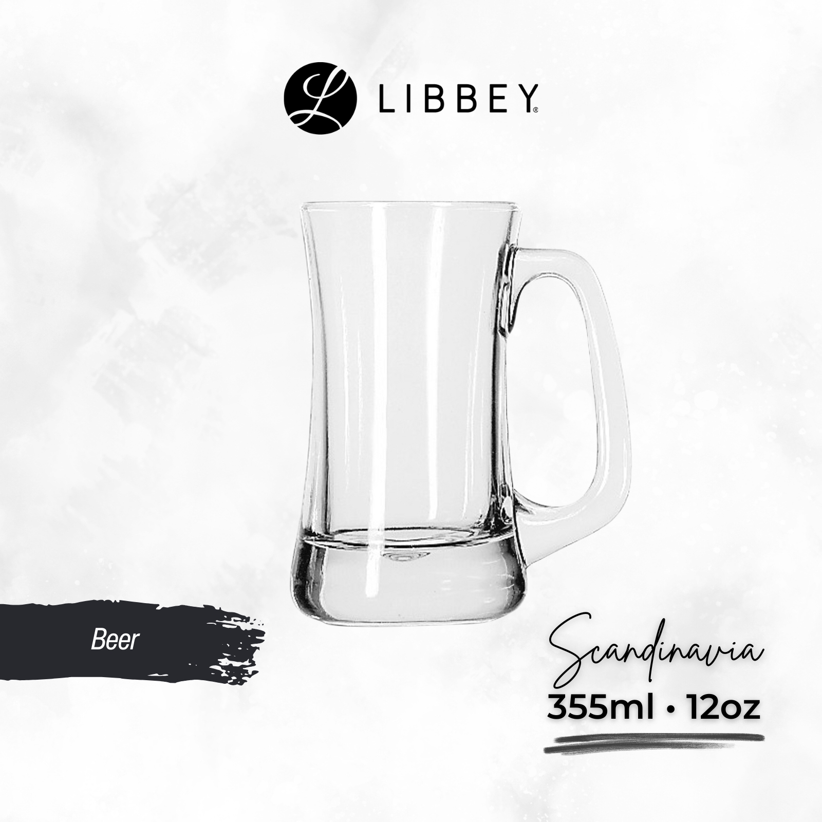 Libbey Scandinavia 5297 Glass Beer Mug 355ml/12oz - Thick Base - 2-pc/6-pc Set