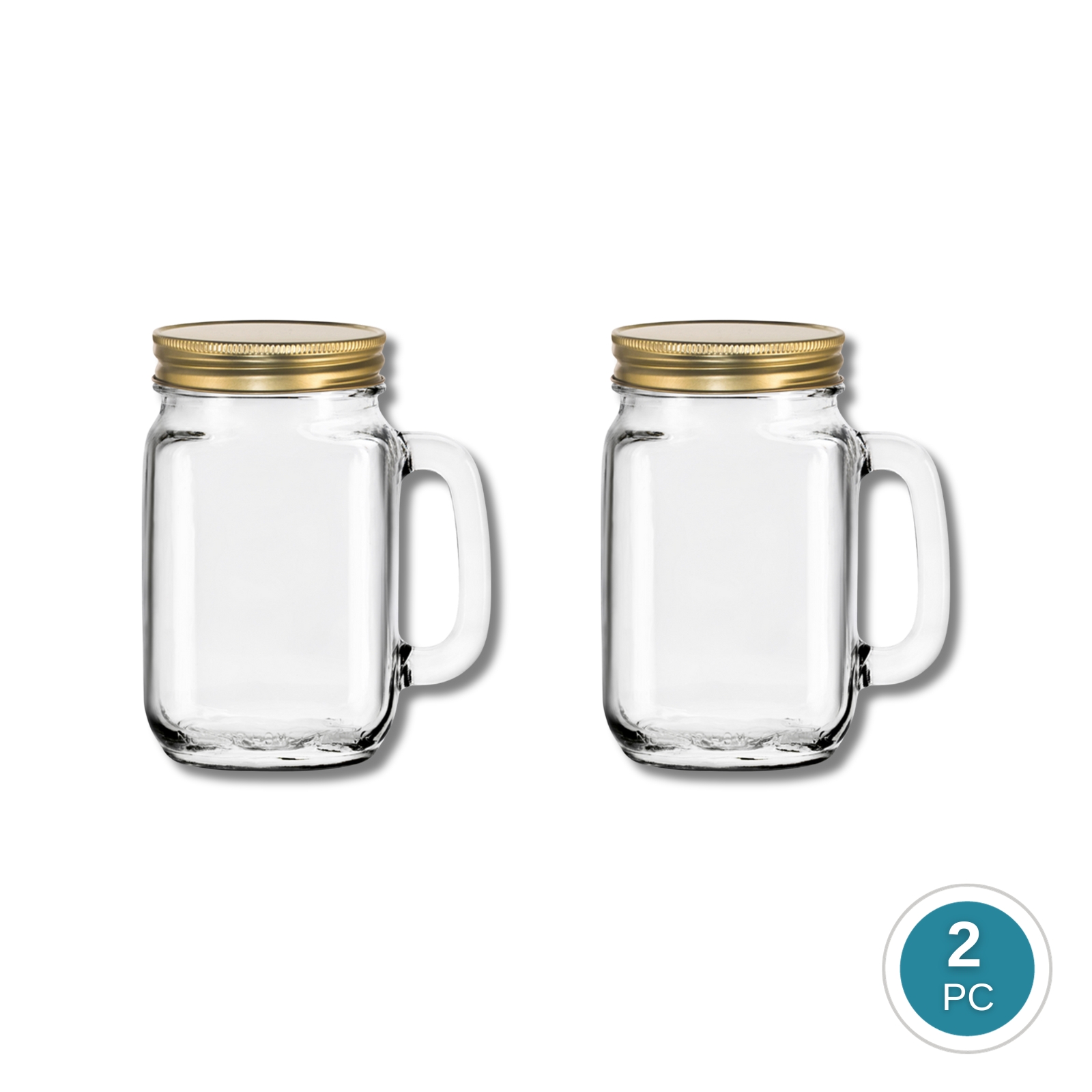 Libbey County Fair 97084 Glass Drinking Mason Jar with Gold Lid 473ml/16oz, 2-pc/6-pc Set