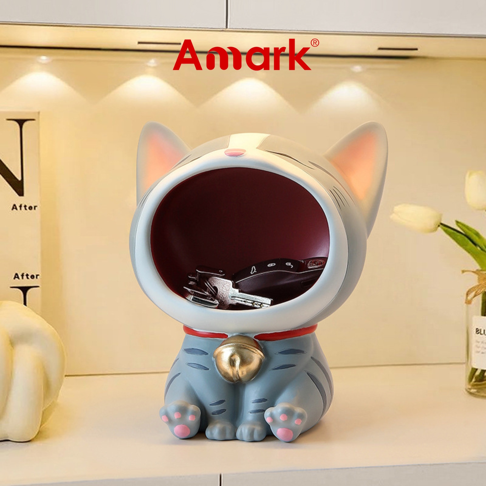 Amark Big Mouth Cat Key Holder & EDC Organiser Storage Tray | Entrance Storage & Home Decor