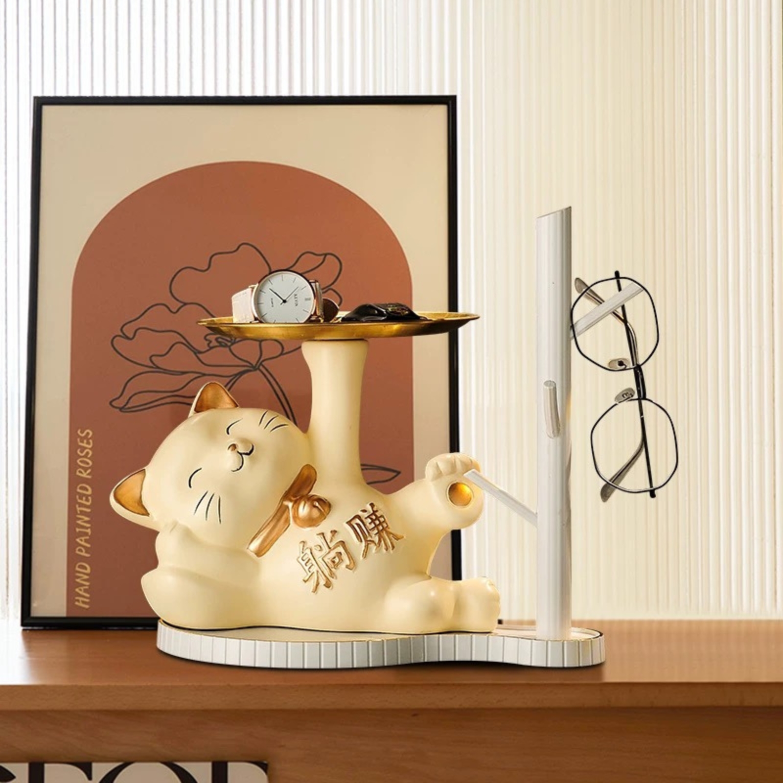 Amark Tang Zhuan Easy Wealth Fortune Cat Coin Bank, Key Holder & EDC Tray | Entrance & Home Decor