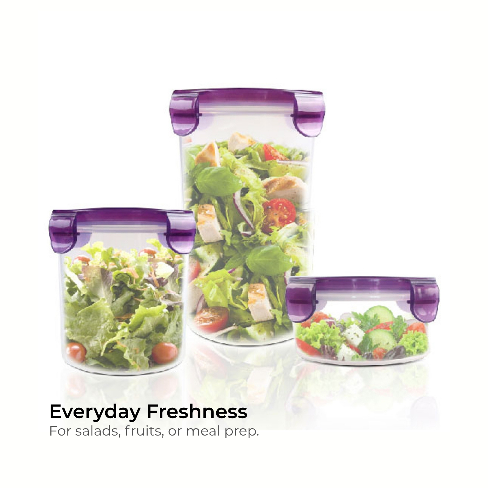 Sitbo Rectangular Airtight Crisper Food Storage Container with Locking Clips - Round