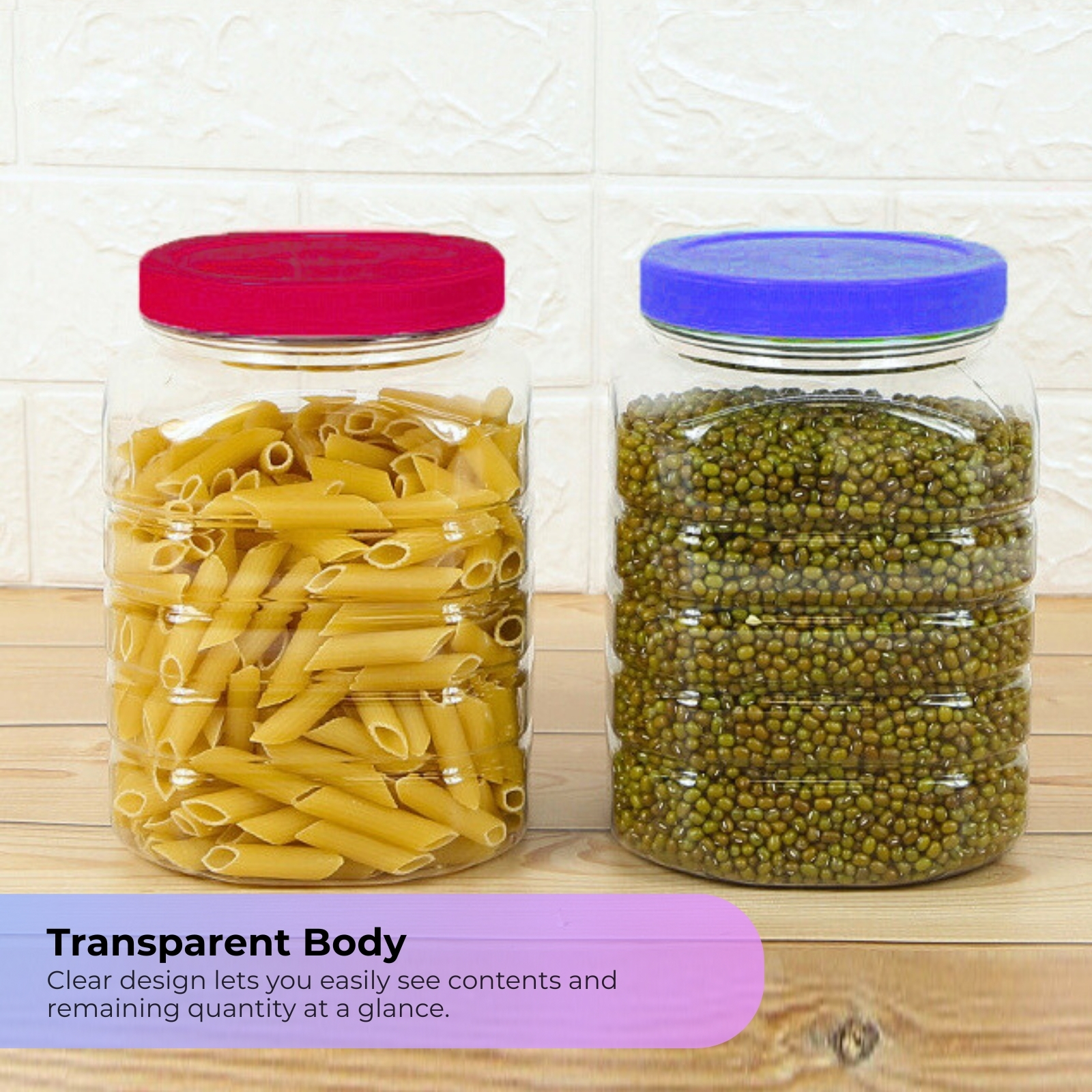 KJB PET Plastic Food Storage Container Canister - Cookies, Snacks & Dry Food - 1.7L/2.2L