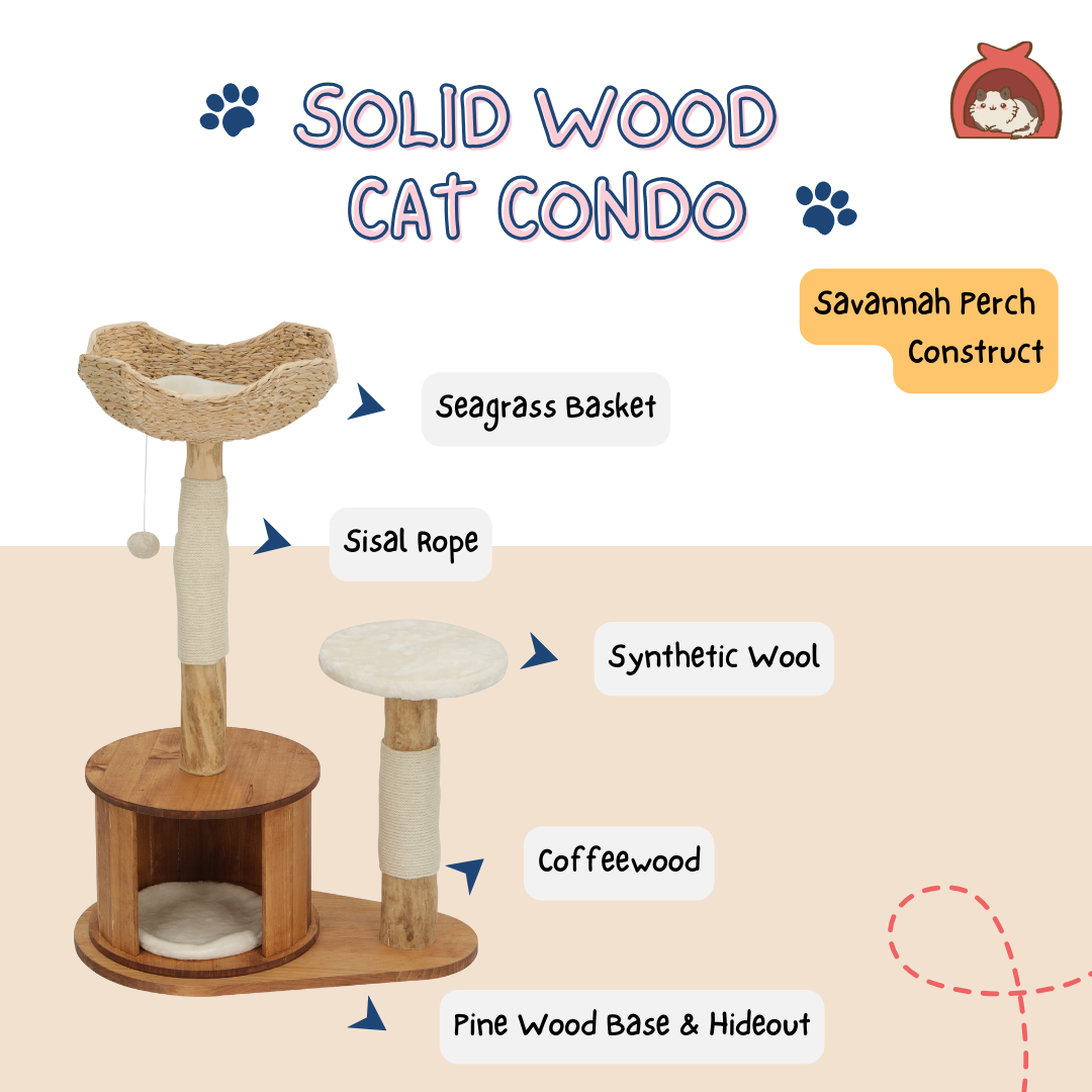 Solid Wood Cat Condo Perching Stand