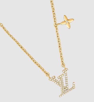Louis Vuitton ネックレス・チョーカー すぐ届く Louis Vuitton ロゴゴールドチェーンネックレス 花柄(7)