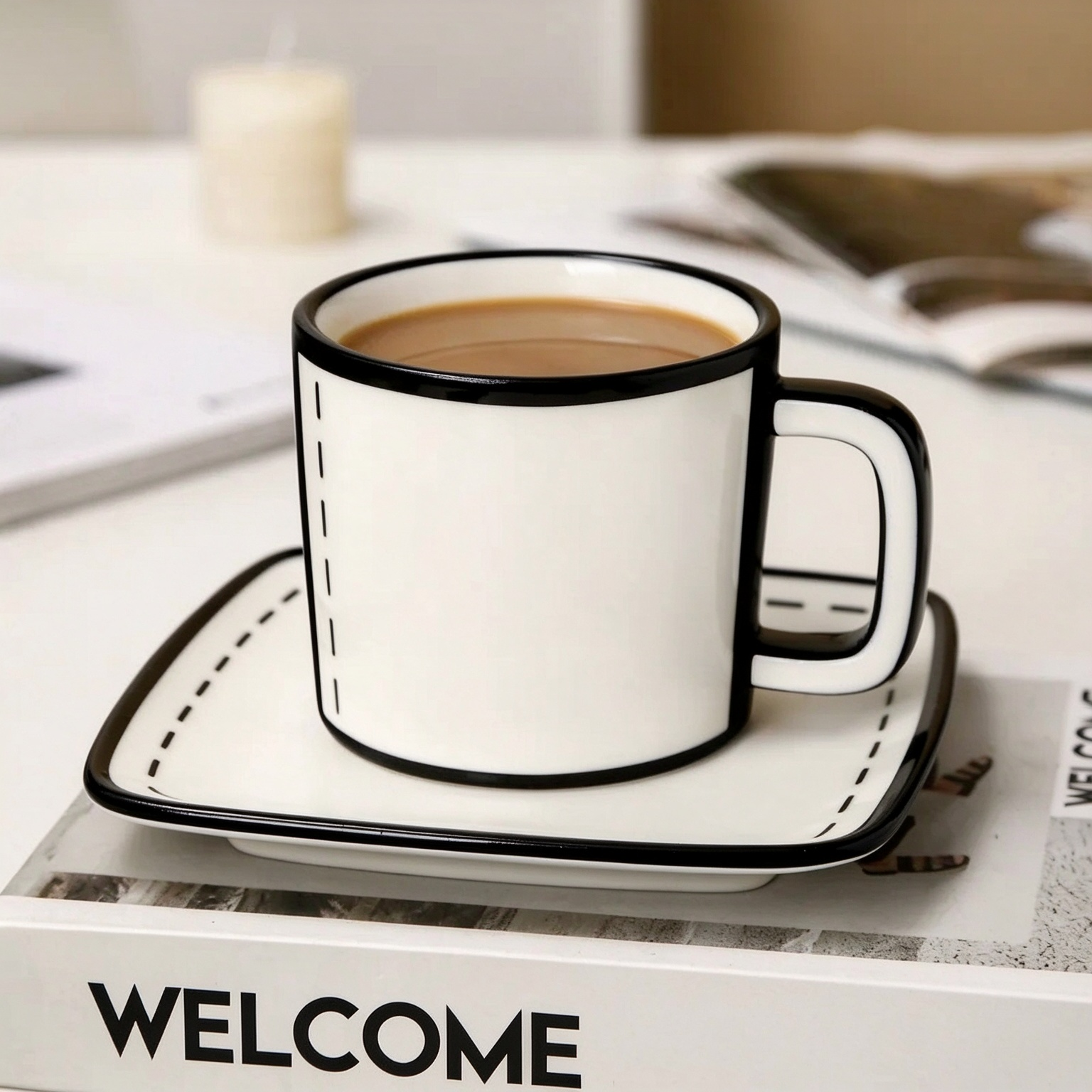 2D Cartoon-Style Ceramic Mug – Unique 3D Coffee Cup with Optional Saucer Set - soufeelmy
