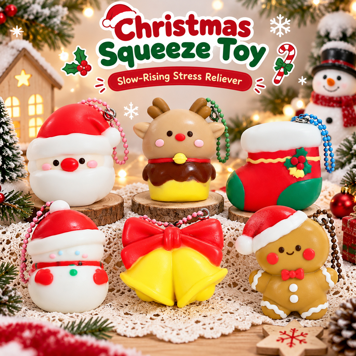 Cute Christmas Squishy Toys – Festive Holiday Squeeze Toys for Kids & Christmas Gifts - soufeelmy