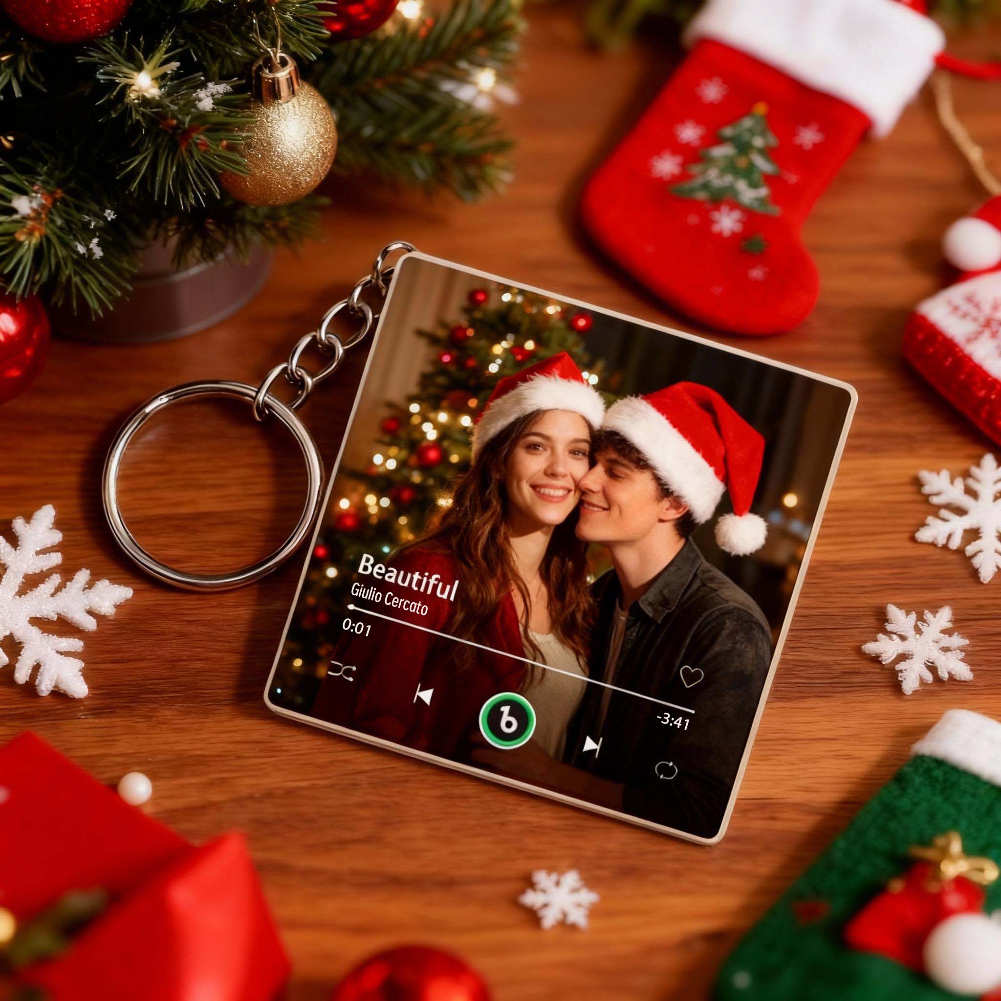 Personalized Photo Music Keychain Music Box Bag Charm That Plays Music Without Cell Phone Christmas Gifts - soufeelmy