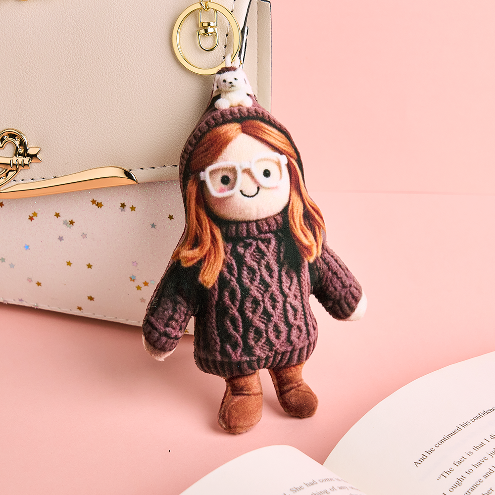 Personalized Photo Plush Doll Keychain Mini Me Plush Keychain Gifts for Boyfriend