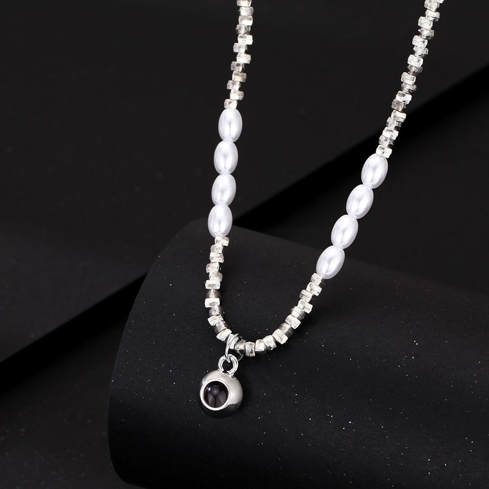 Personalized Photo Necklace Projection Gem Pearl Necklace Anniversary Gifts for Her - soufeelmy