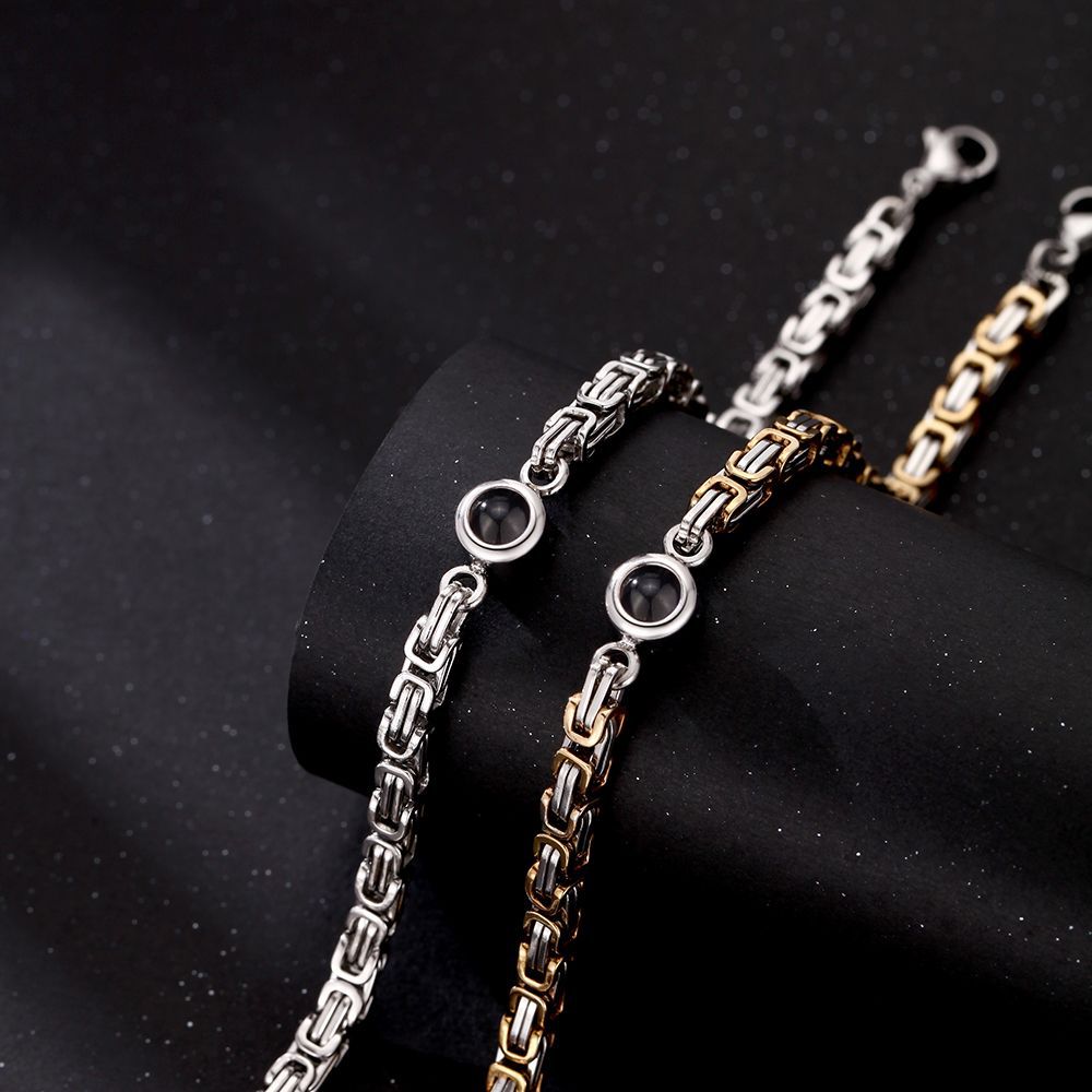 Personalized Photo Men's Bracelet Projection Gem Picture Inside Bracelet Anniversary Gifts for Husband - soufeelmy