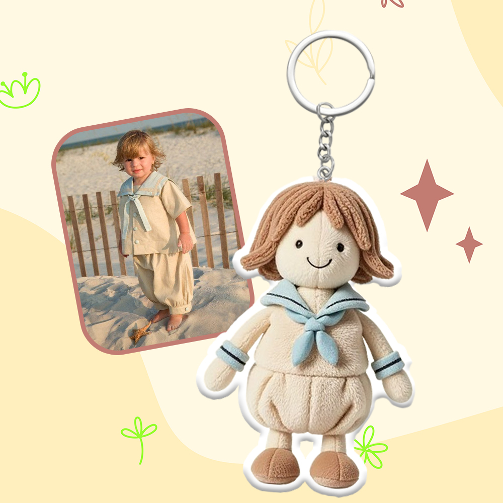 Personalized Photo Plush Doll Keychain Mini Me Plush Keychain Gifts for Boyfriend