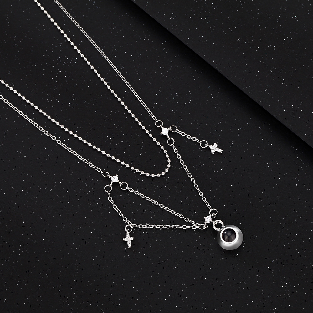 Personalized Cross Photo Necklace Projection Gem Necklace Anniversary Gifts for Her - soufeelmy