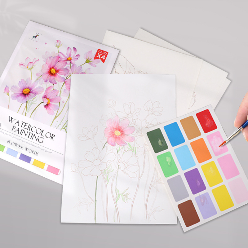 4 Sheets Watercolor Workbook Coating Book with Free Paint Set Say Goodbye to Anxiety Awaken Your Artistic Talent - soufeelmy