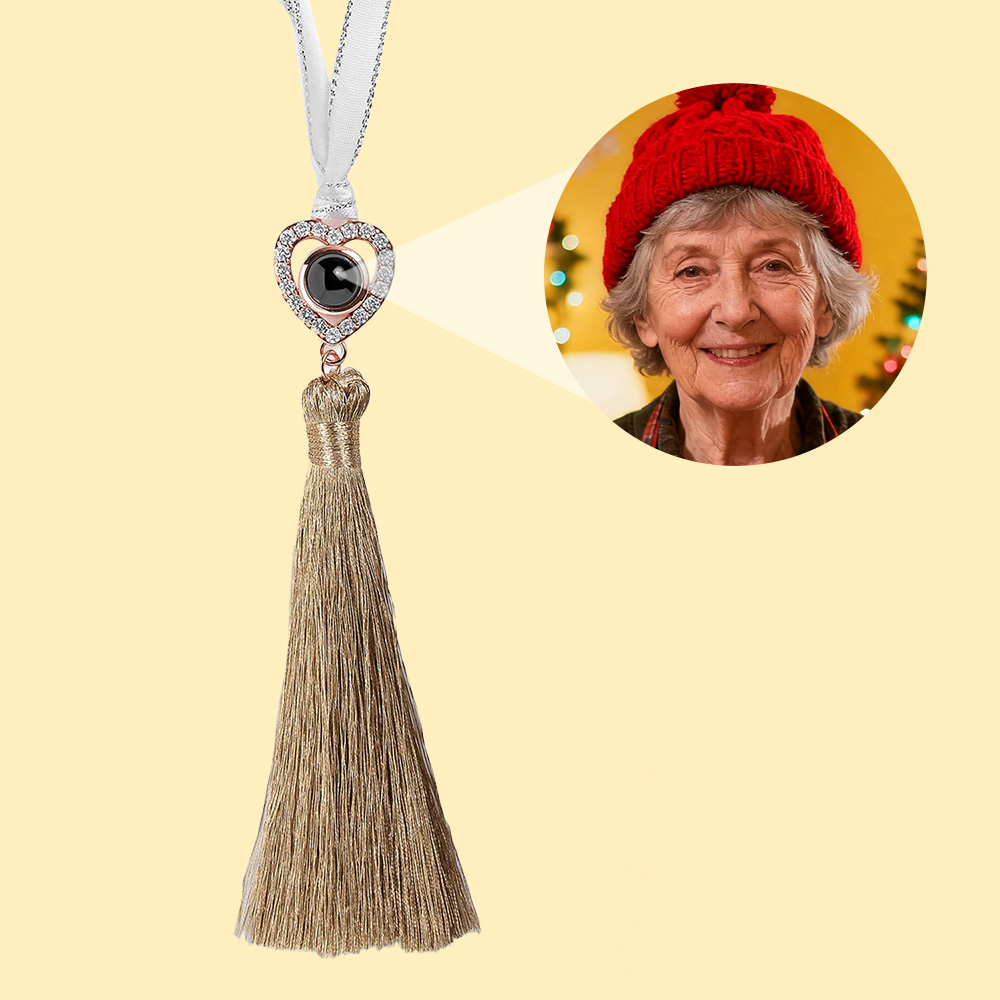 Personalized Heart Photo Tassel Photo Ornament Projection Gem Ornament Christmas Tree Ornament Christmas Gifts - soufeelmy