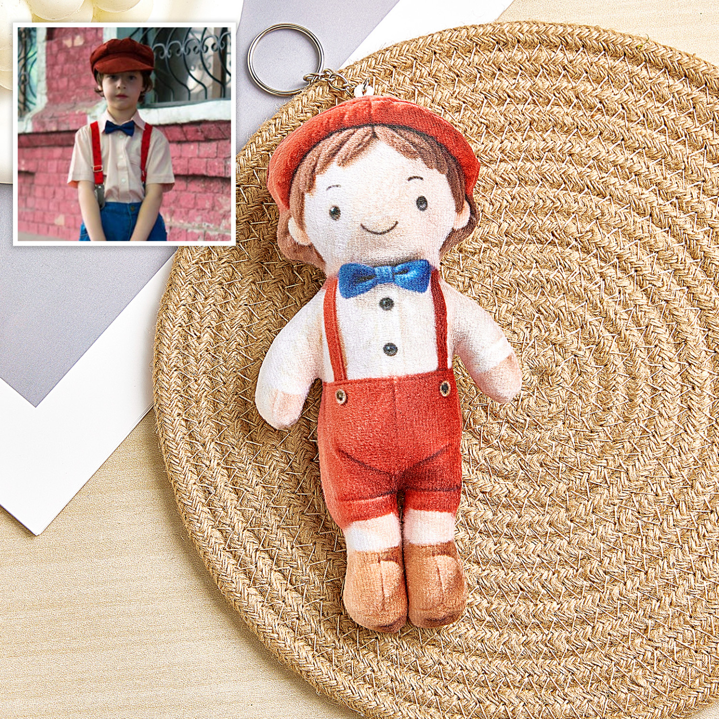 Personalized Photo Plush Doll Keychain Mini Me Plush Keychain Gifts for Kids - soufeelmy