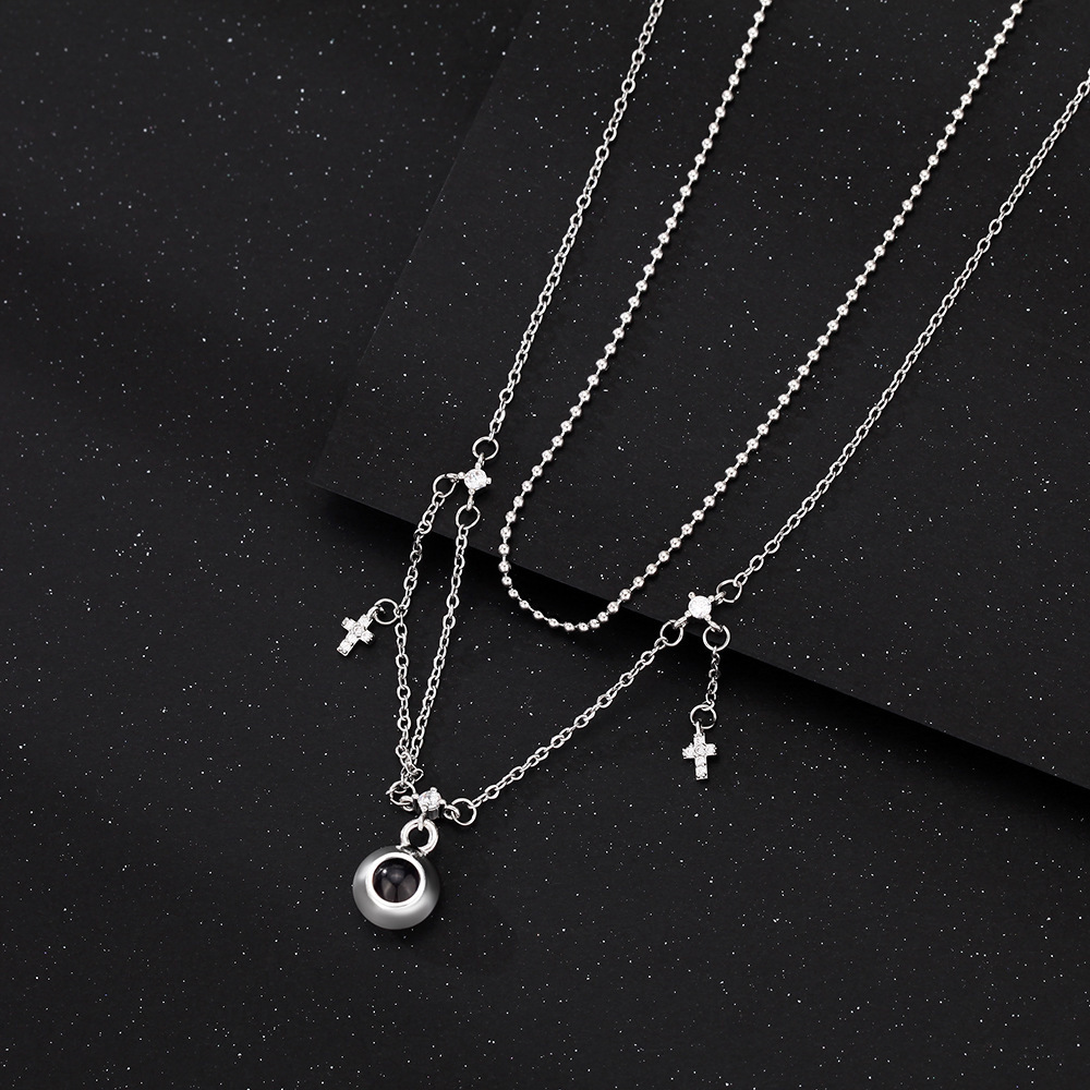 Personalized Cross Photo Necklace Projection Gem Necklace Anniversary Gifts for Her - soufeelmy