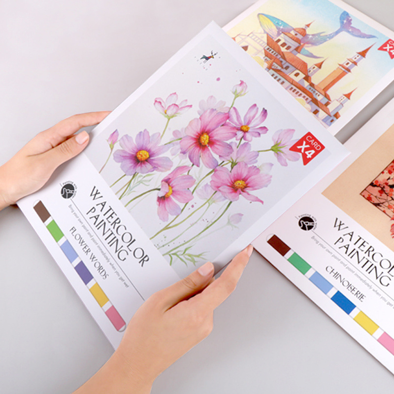 4 Sheets Watercolor Workbook Coating Book with Free Paint Set Say Goodbye to Anxiety Awaken Your Artistic Talent - soufeelmy