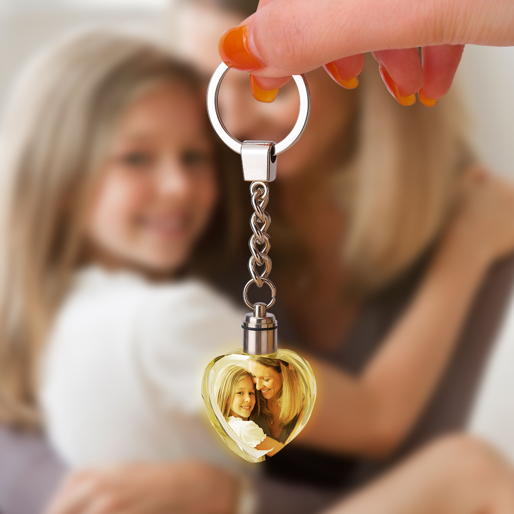 Custom Photo Crystal Keychain Heart-shaped Keychain Gift for Lover