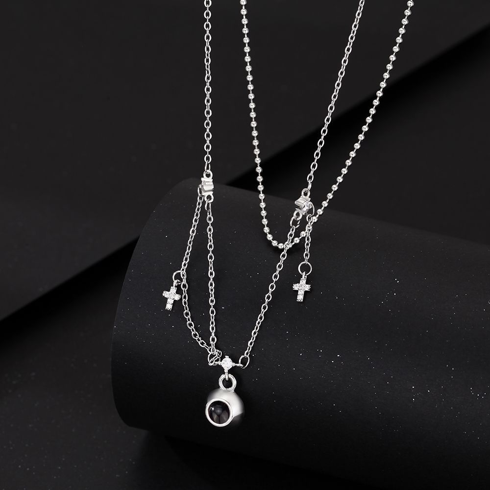 Personalized Cross Photo Necklace Projection Gem Necklace Anniversary Gifts for Her - soufeelmy