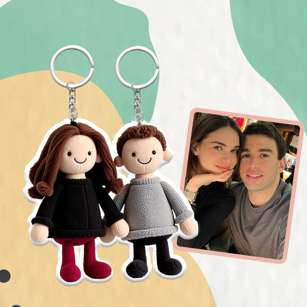 Personalized Photo Plush Doll Keychain Mini Me Plush Keychain Gifts for Boyfriend