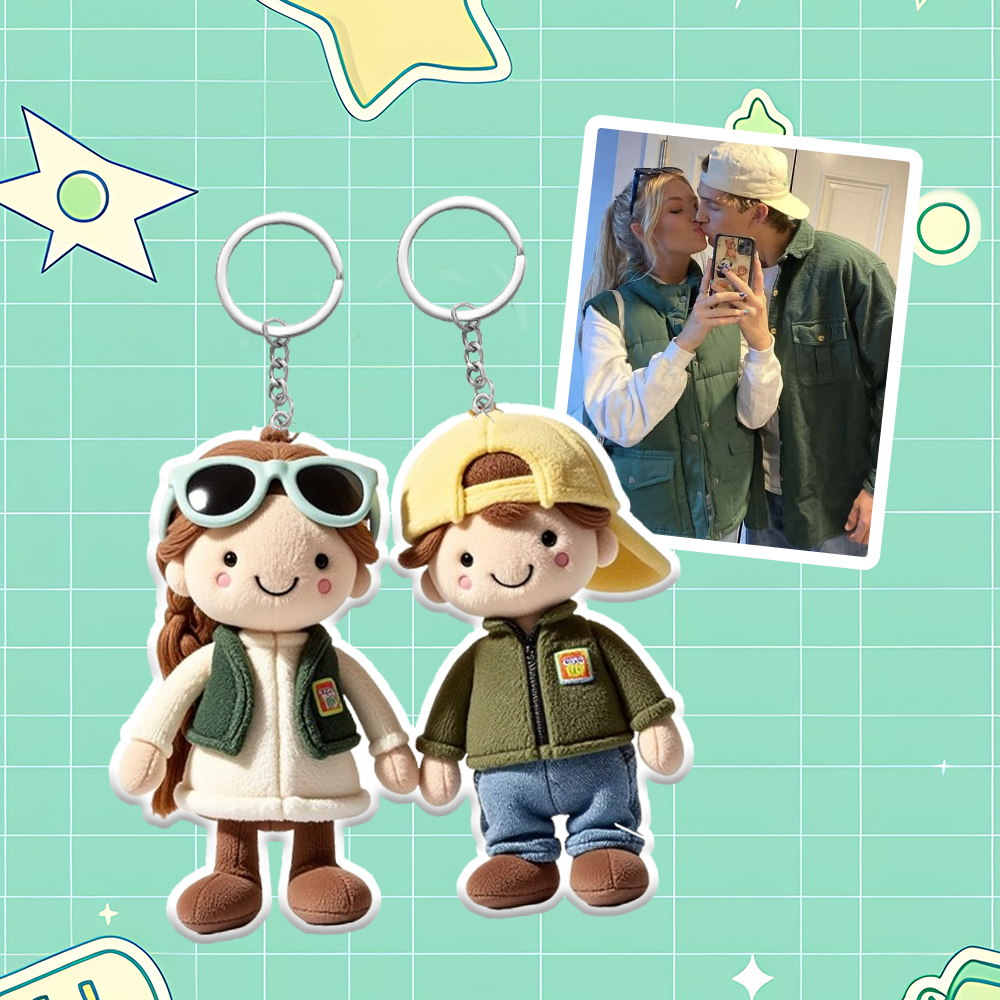 Personalized Photo Plush Doll Keychain Mini Me Plush Keychain Gifts for Boyfriend