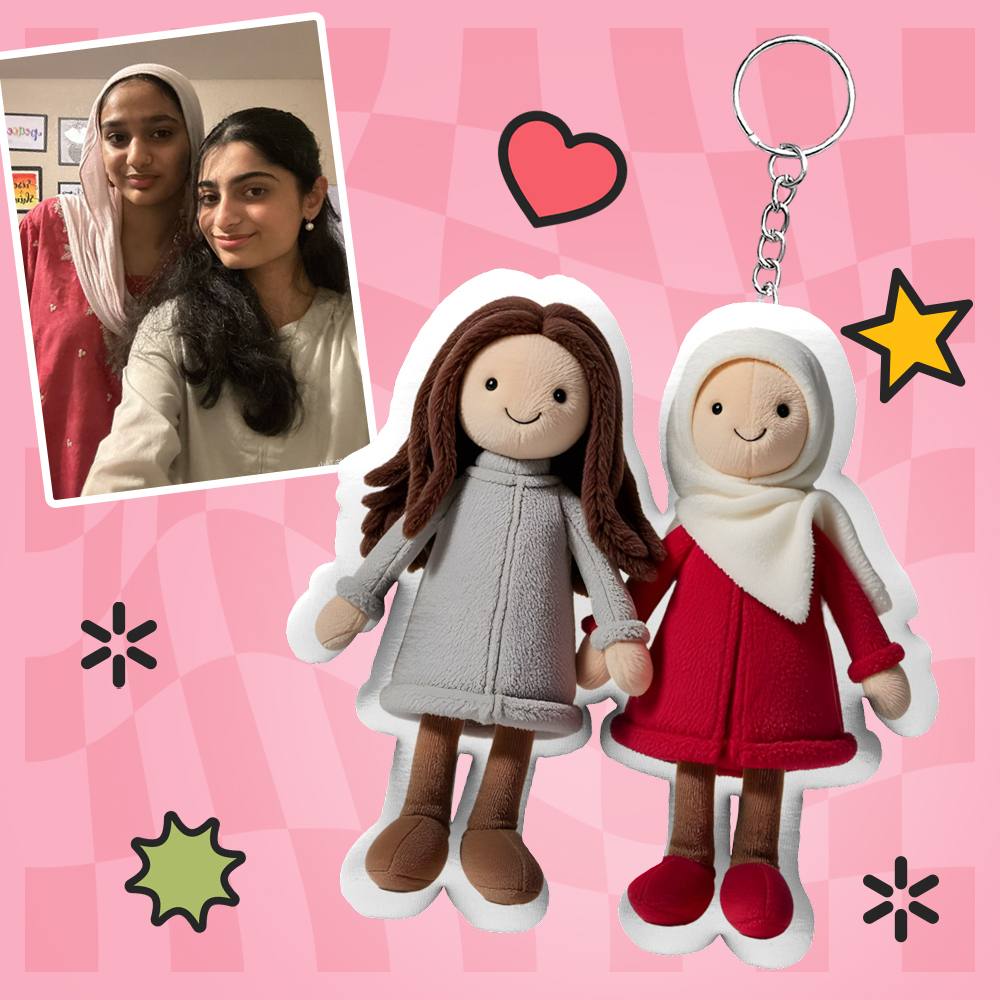 Personalized Photo Plush Doll Keychain Mini Me Plush Keychain Gifts for Boyfriend