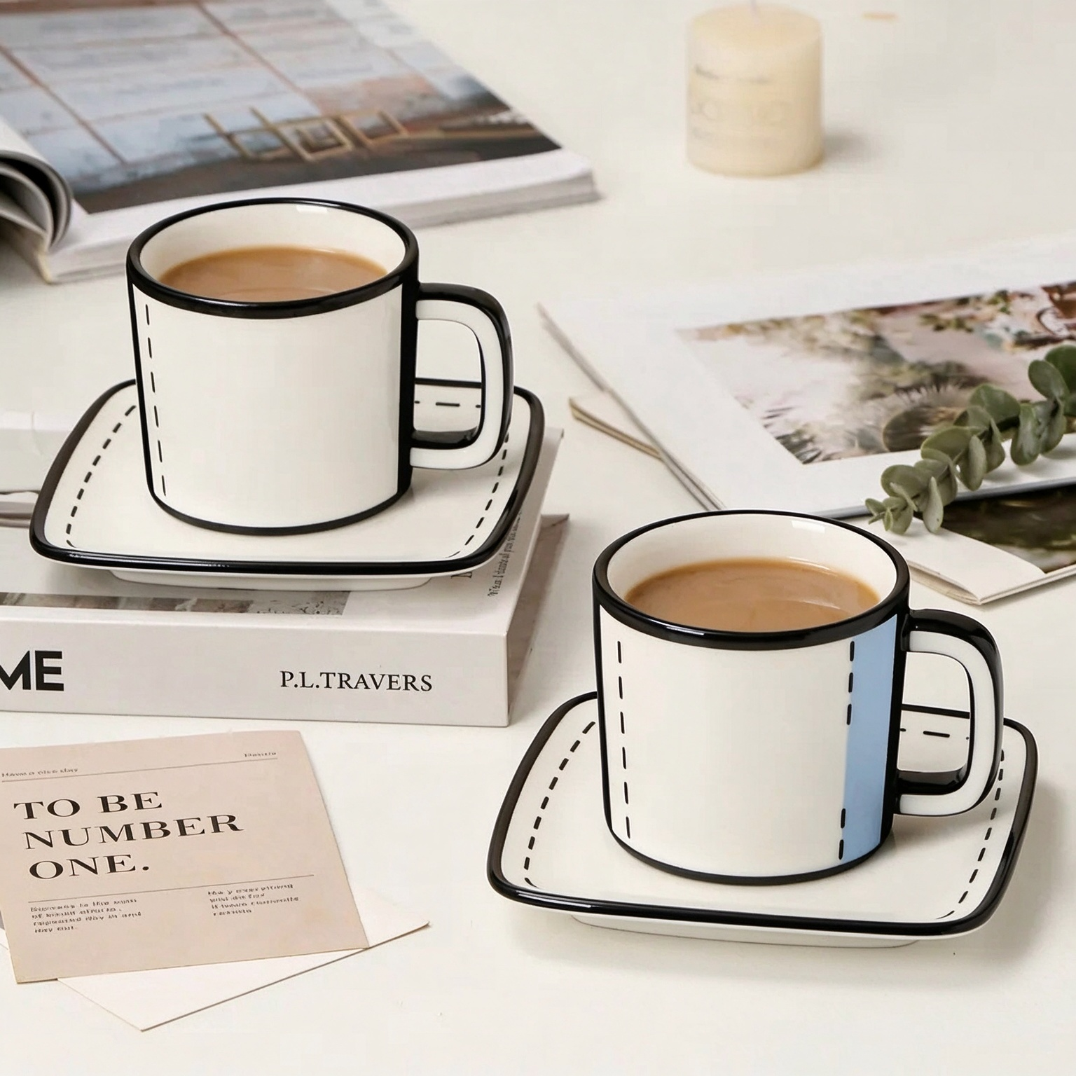 2D Cartoon-Style Ceramic Mug – Unique 3D Coffee Cup with Optional Saucer Set - soufeelmy