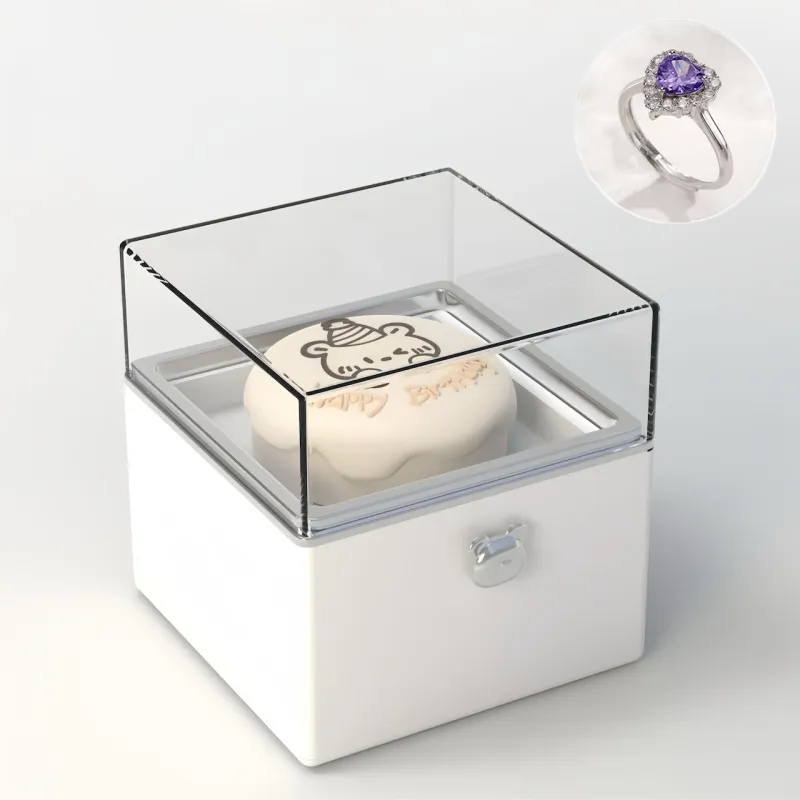 Magical Bear Cake Ring Box Surprise Gift Birthday Gift With Open Adjustable Promise Ring Gift For Lover For Her - soufeelmy