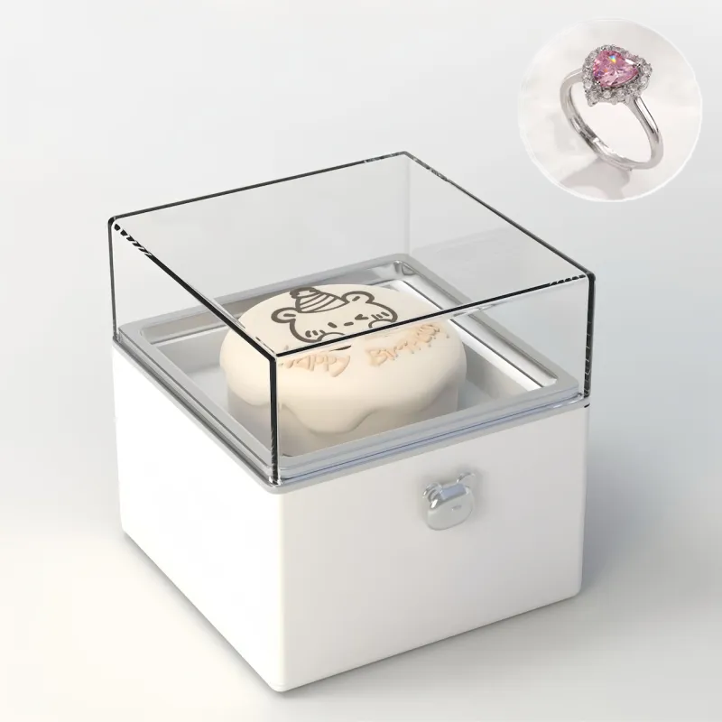 Magical Bear Cake Ring Box Surprise Gift Birthday Gift With Open Adjustable Promise Ring Gift For Lover For Her - soufeelmy