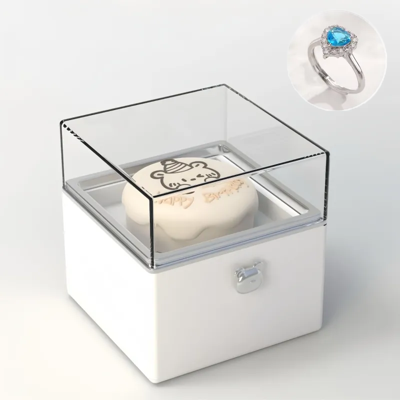Magical Bear Cake Ring Box Surprise Gift Birthday Gift With Open Adjustable Promise Ring Gift For Lover For Her - soufeelmy